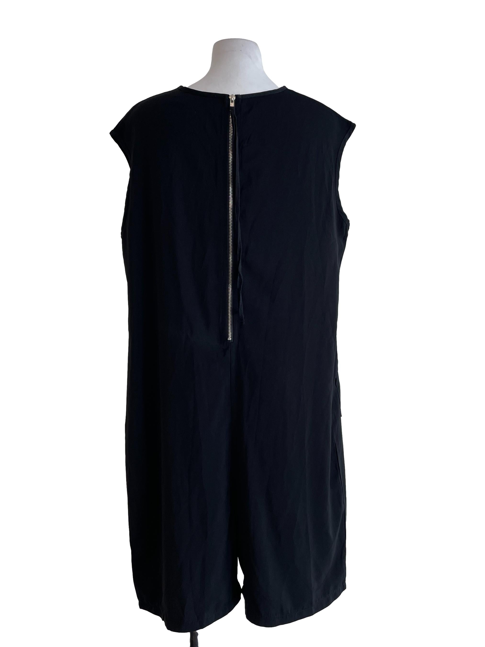 Black Plain Sleveless Romper