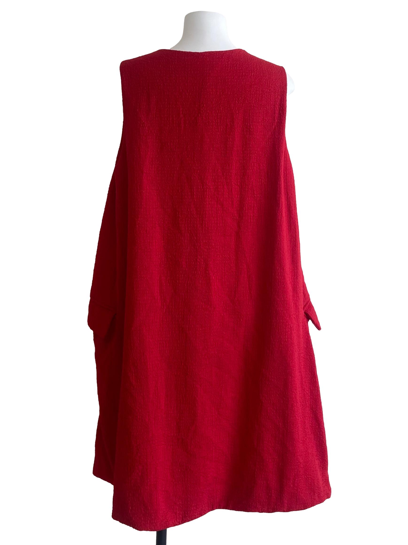 Rose Red V-Neck A-Line Dress