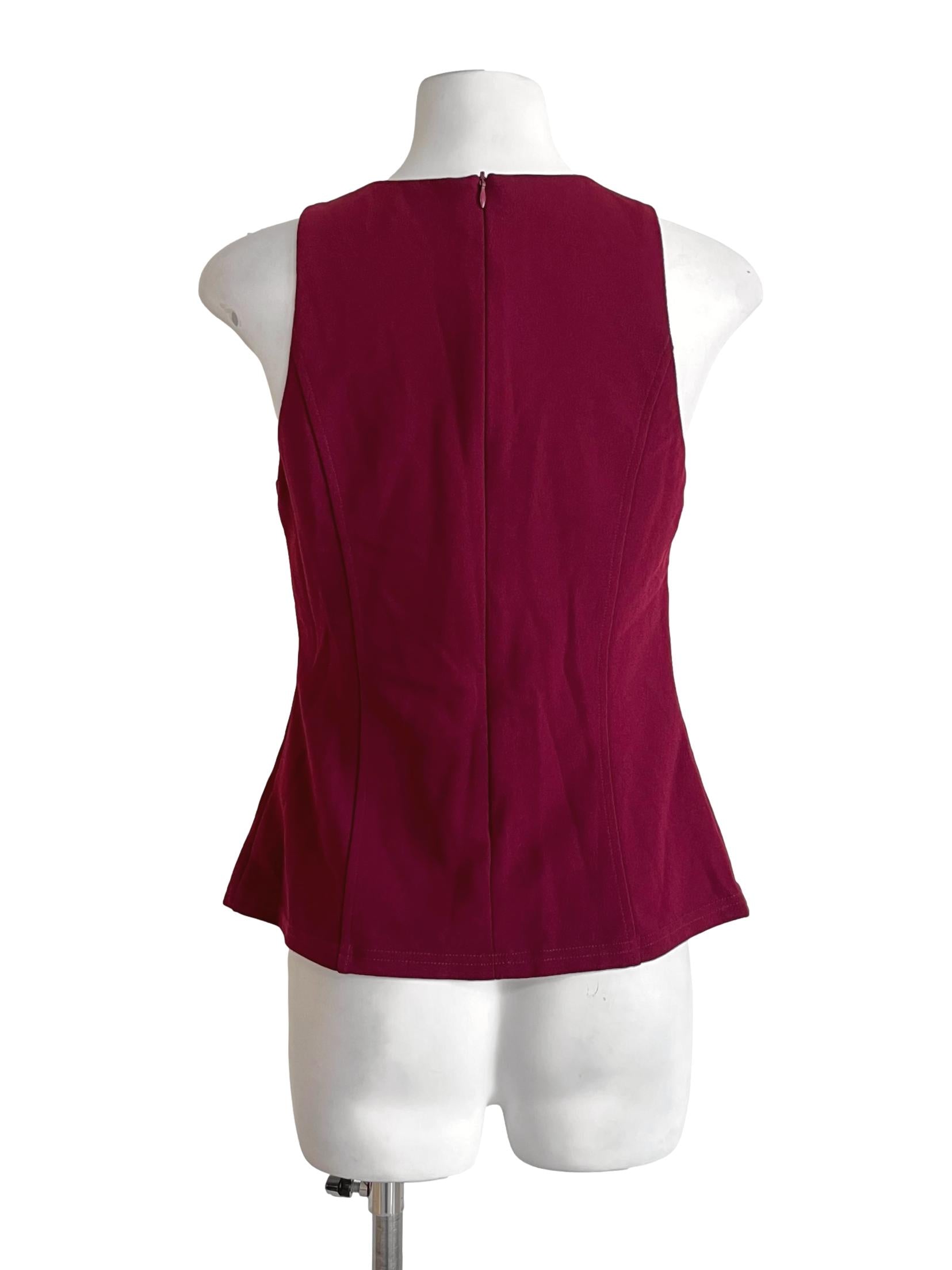 Berry Red Sleeveless Peplum Tops