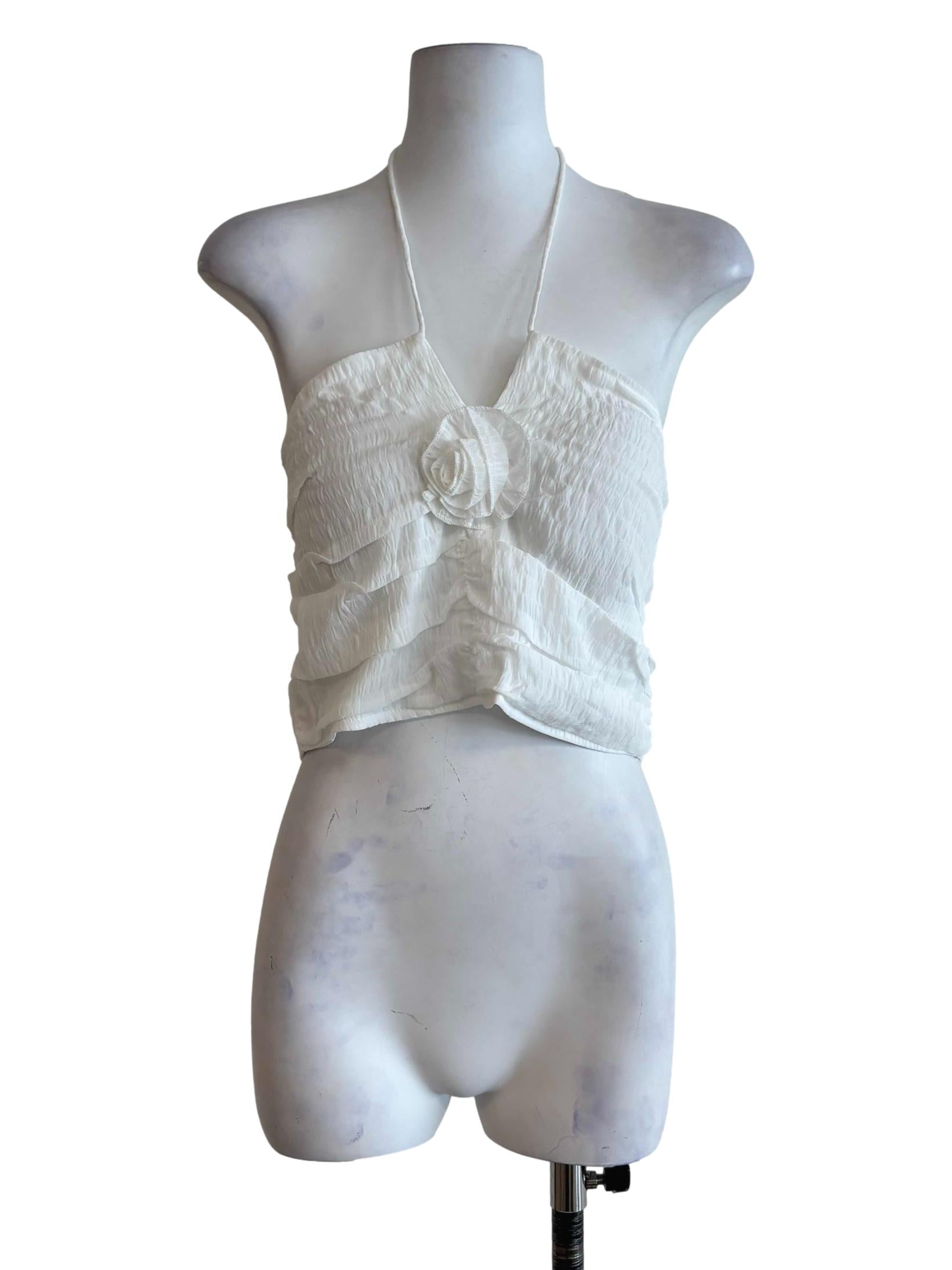 White Delsy Rosette Halter Padded Top