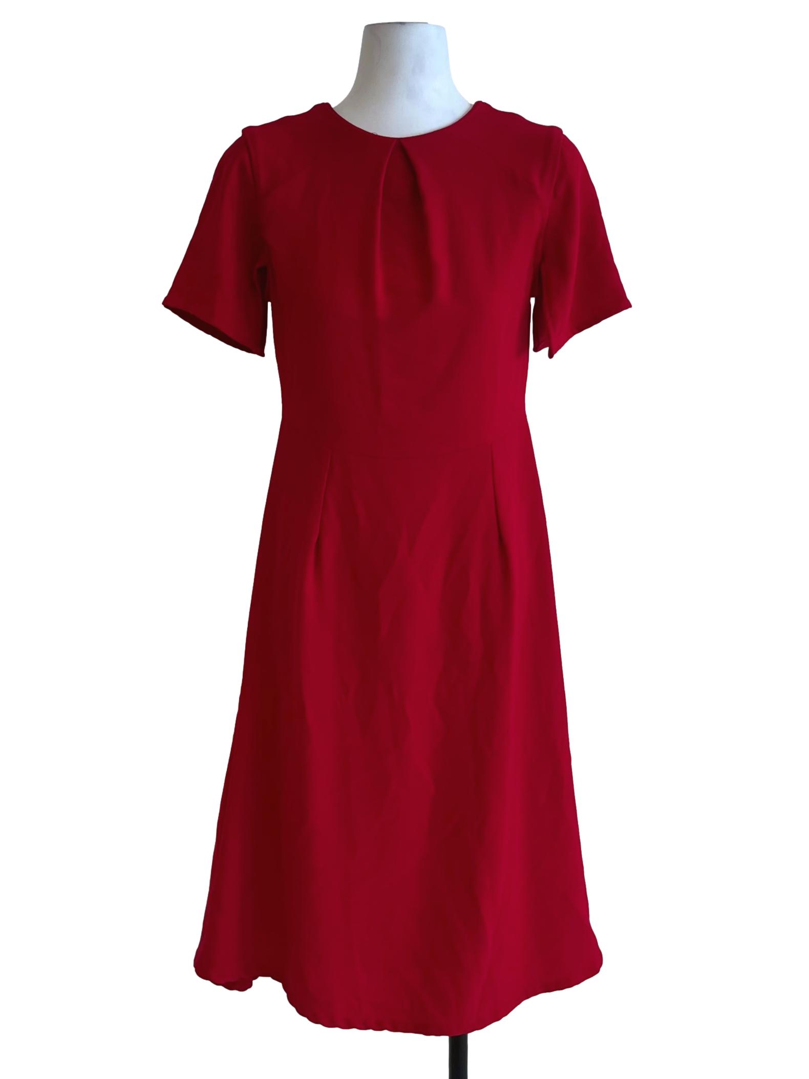 Blood Red Jewel Neckline Empire Dress
