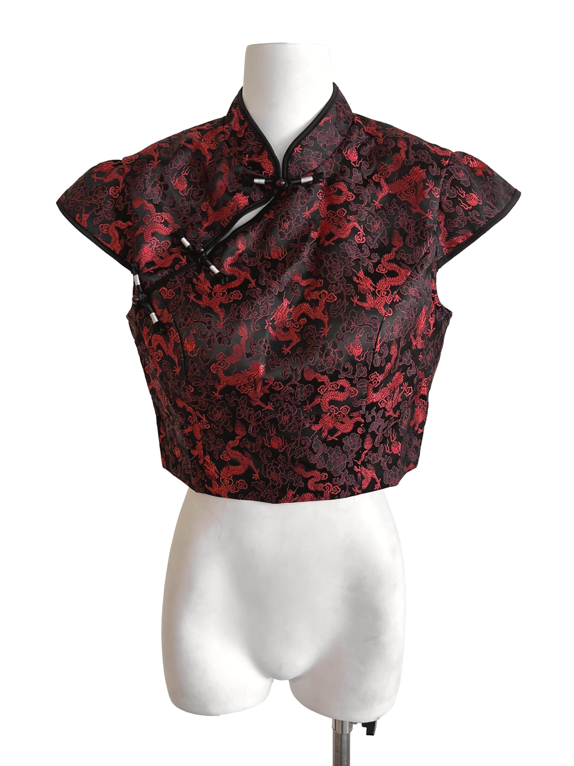 Ruby Red Cheongsam Crop Tops