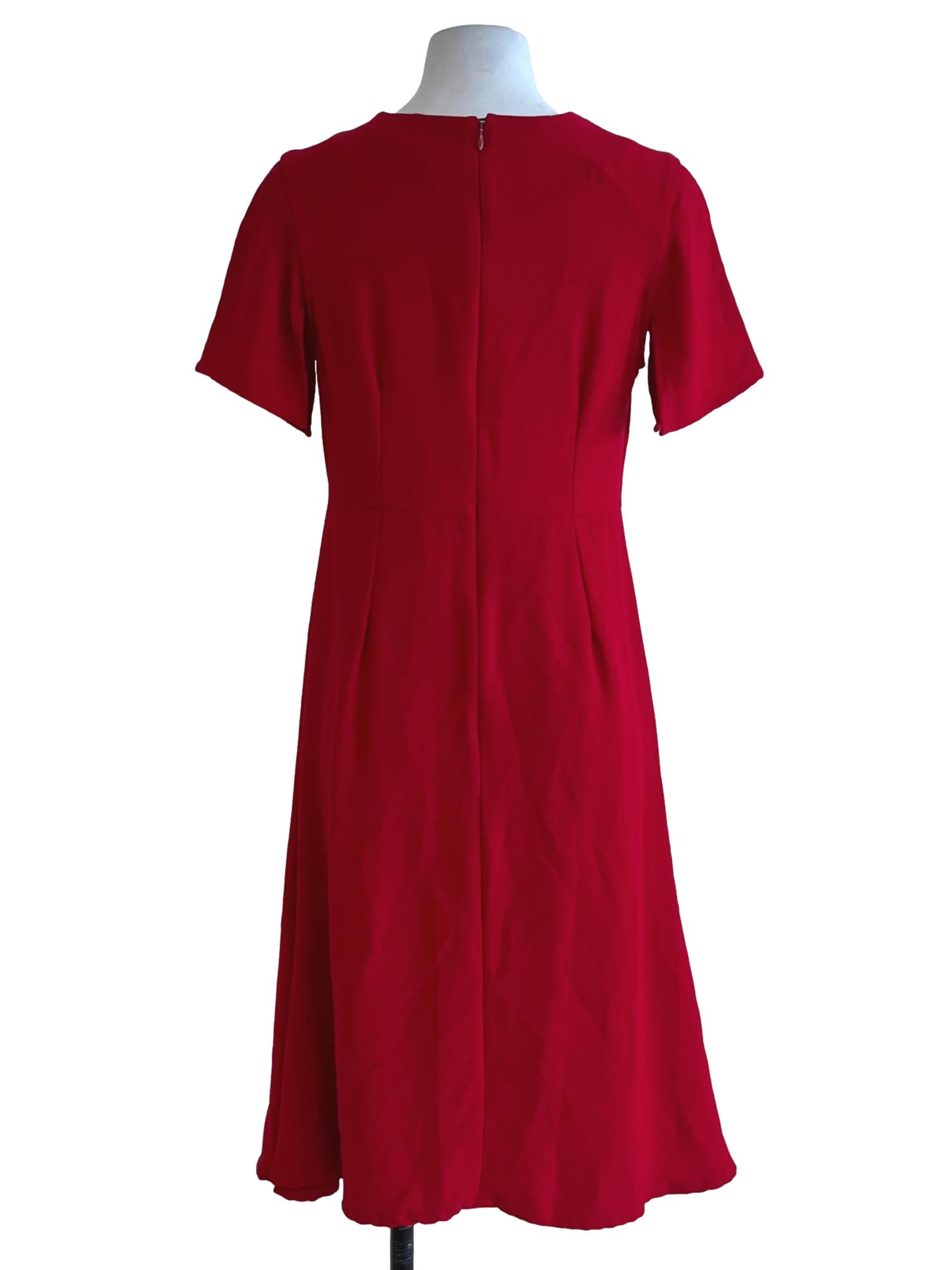 Blood Red Jewel Neckline Empire Dress