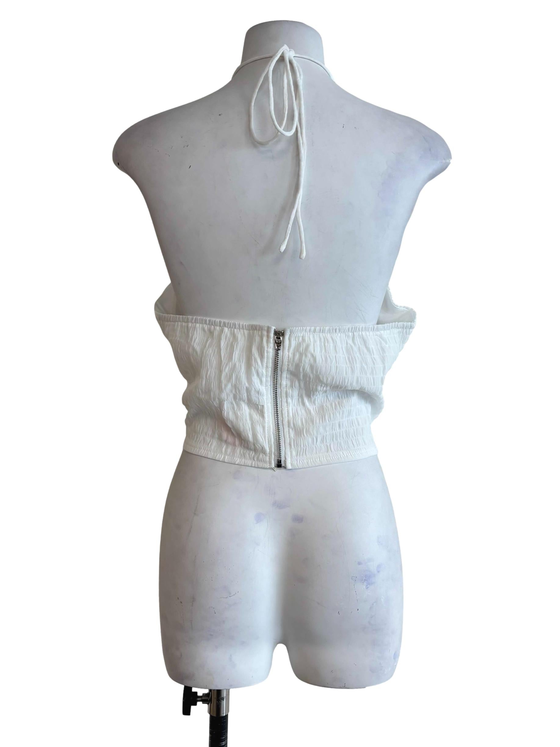 White Delsy Rosette Halter Padded Top