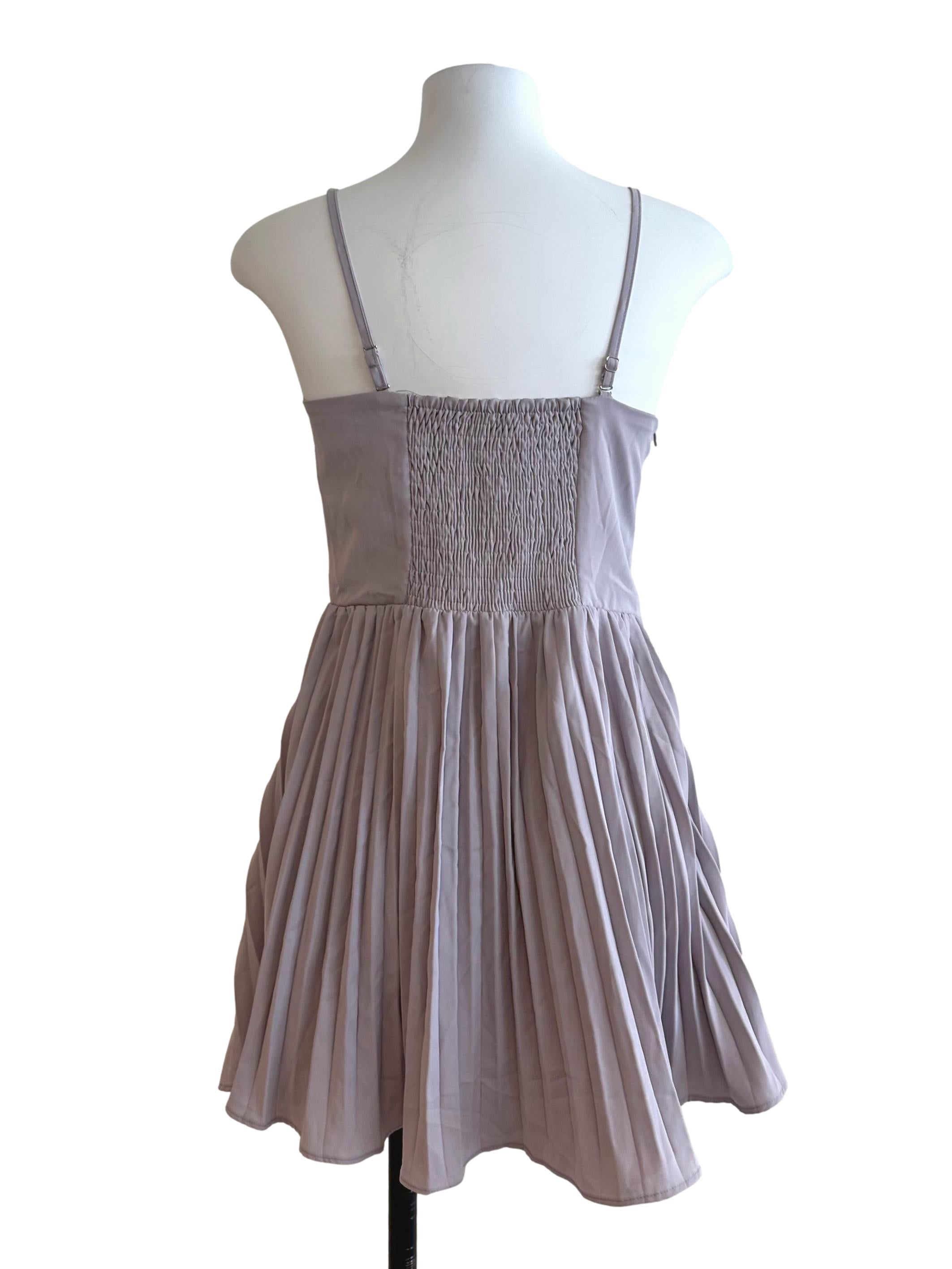Ash Purple Pleated Sweetheart Dress