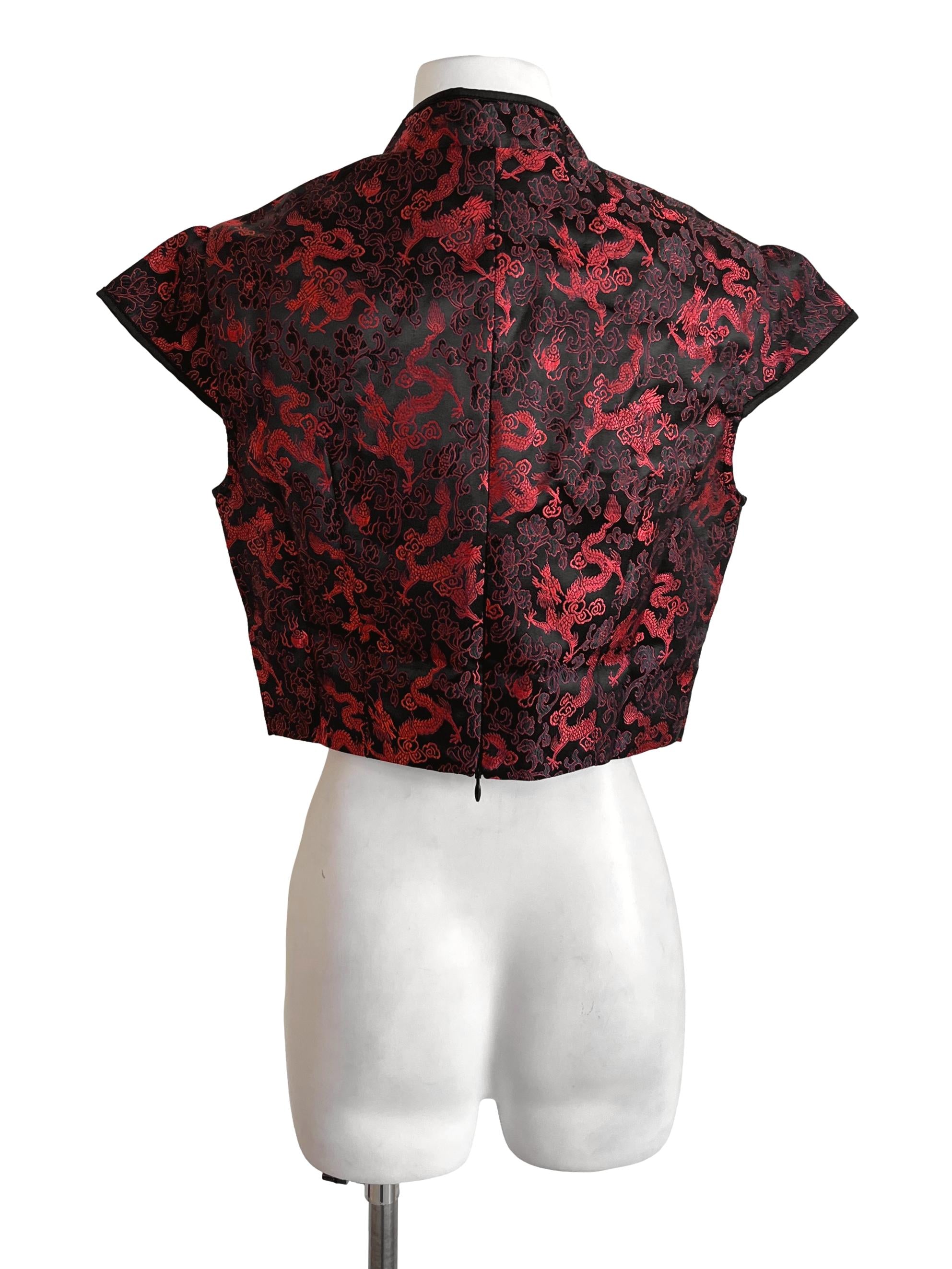 Ruby Red Cheongsam Crop Tops