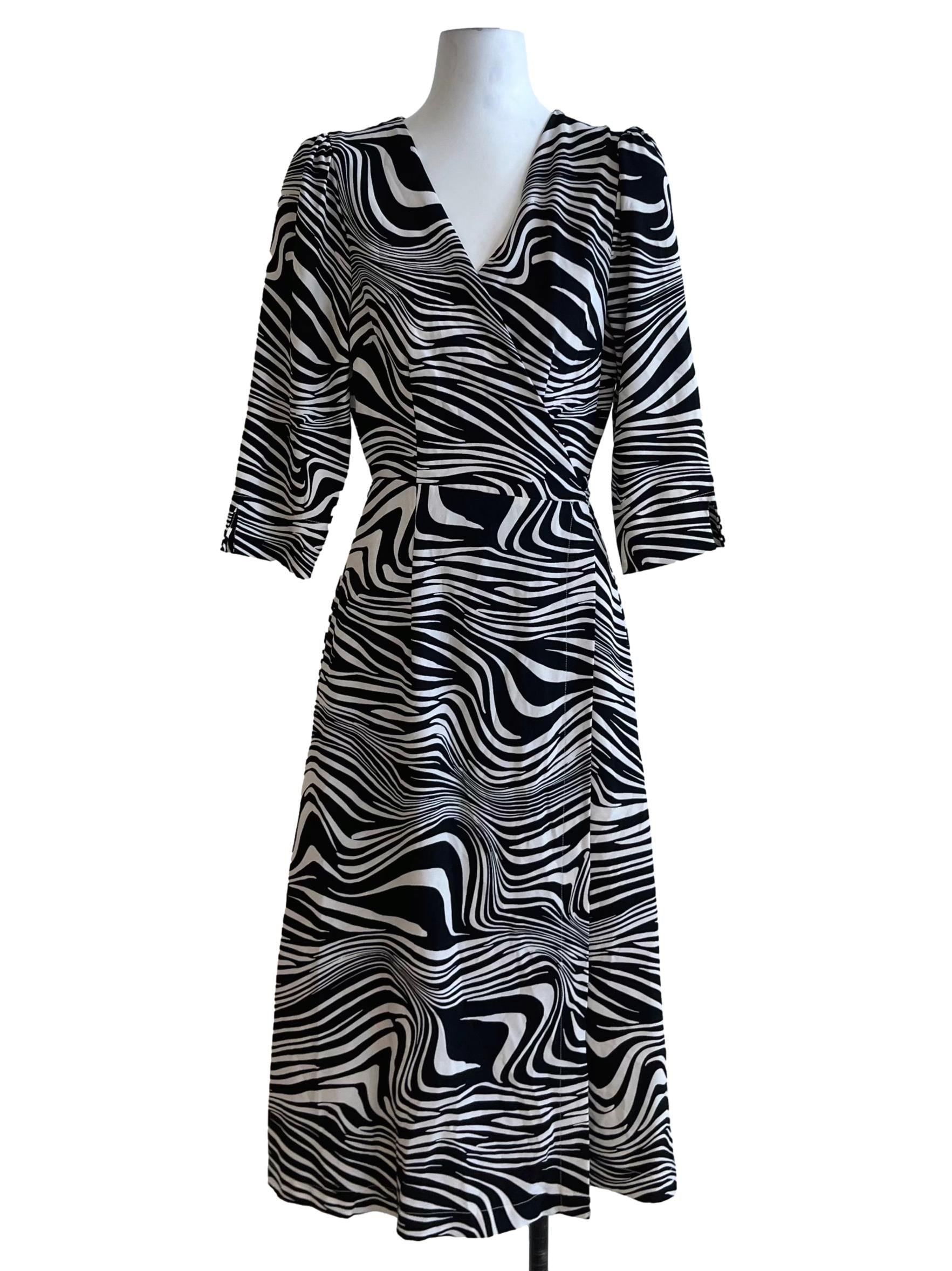 White Abstract Wrap Dress
