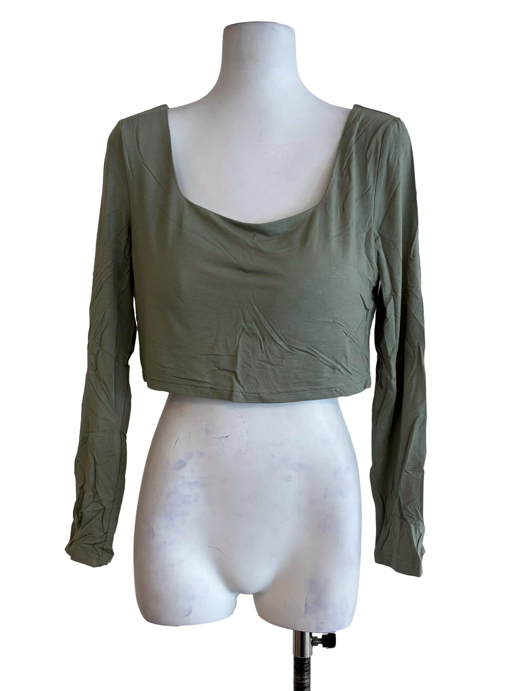 Sage Green Avril Long Sleeve Padded Top
