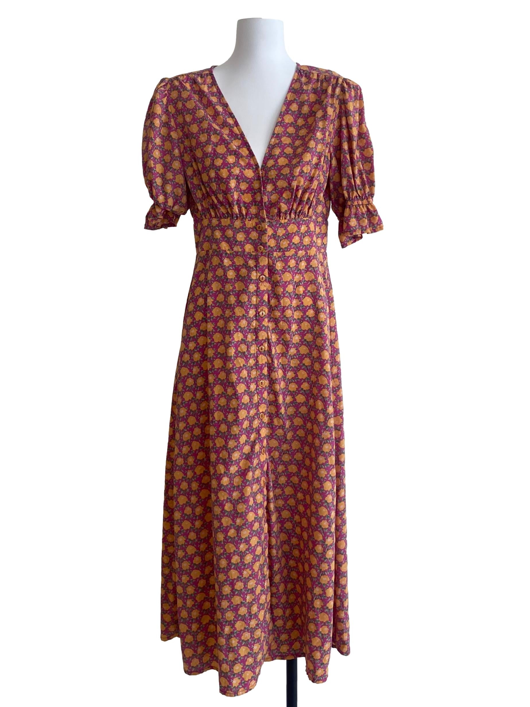 Bubblegum Pink & Floral Button Down Shirt Dress