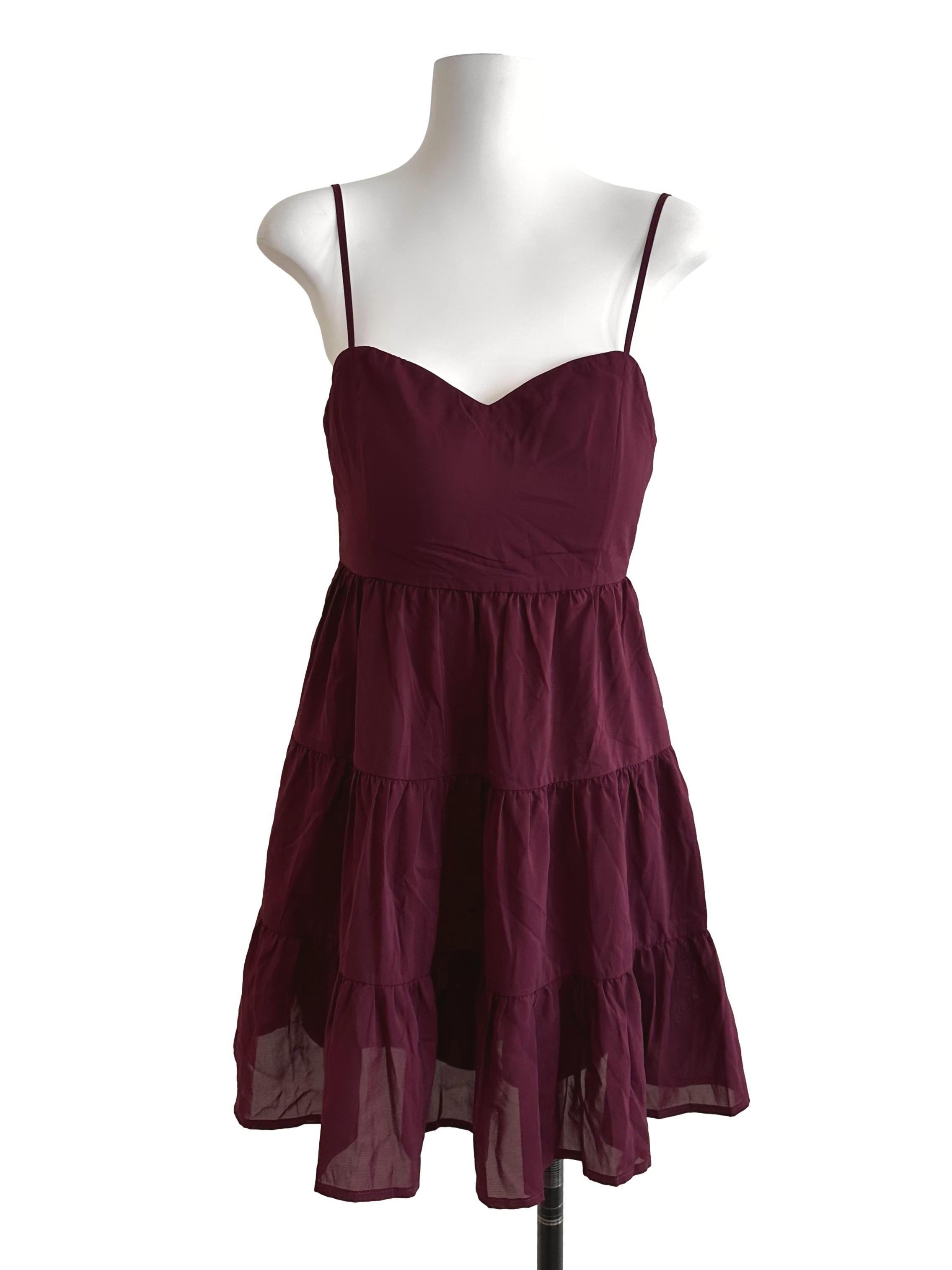 Burgundy Red Sweetheart Tiered Dress