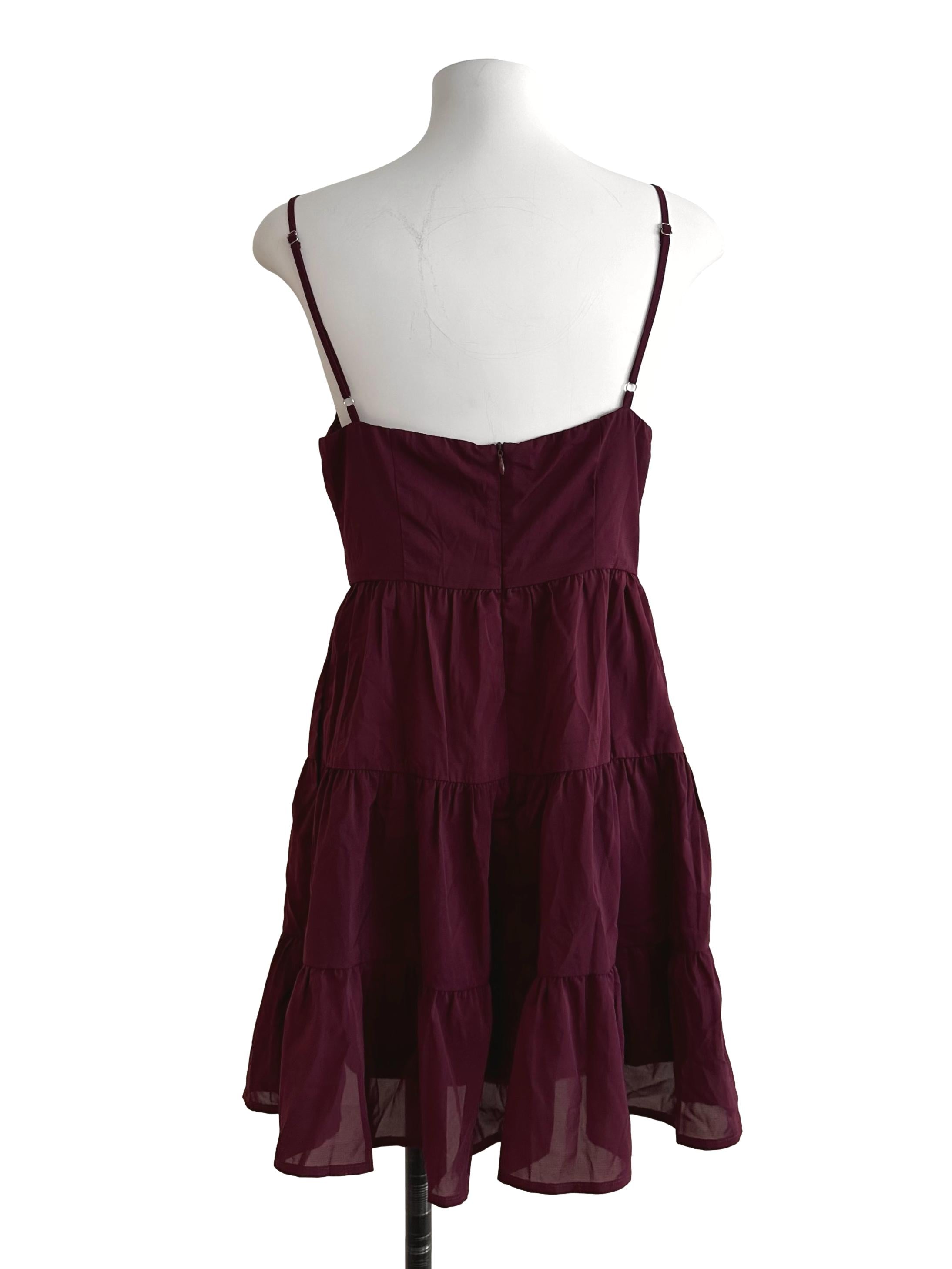 Burgundy Red Sweetheart Tiered Dress