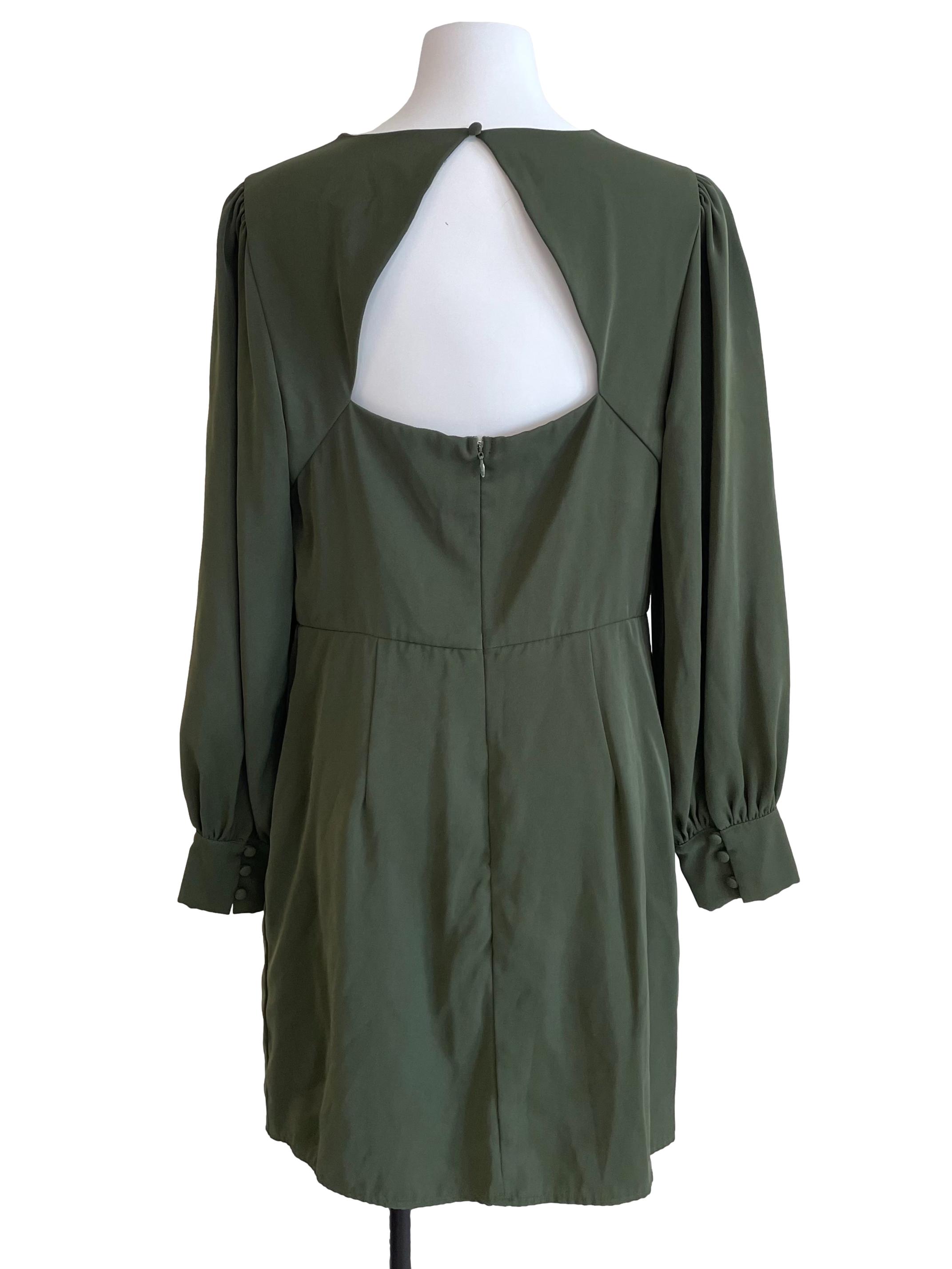 Olive Bishop Sleeves Pleated Dress
