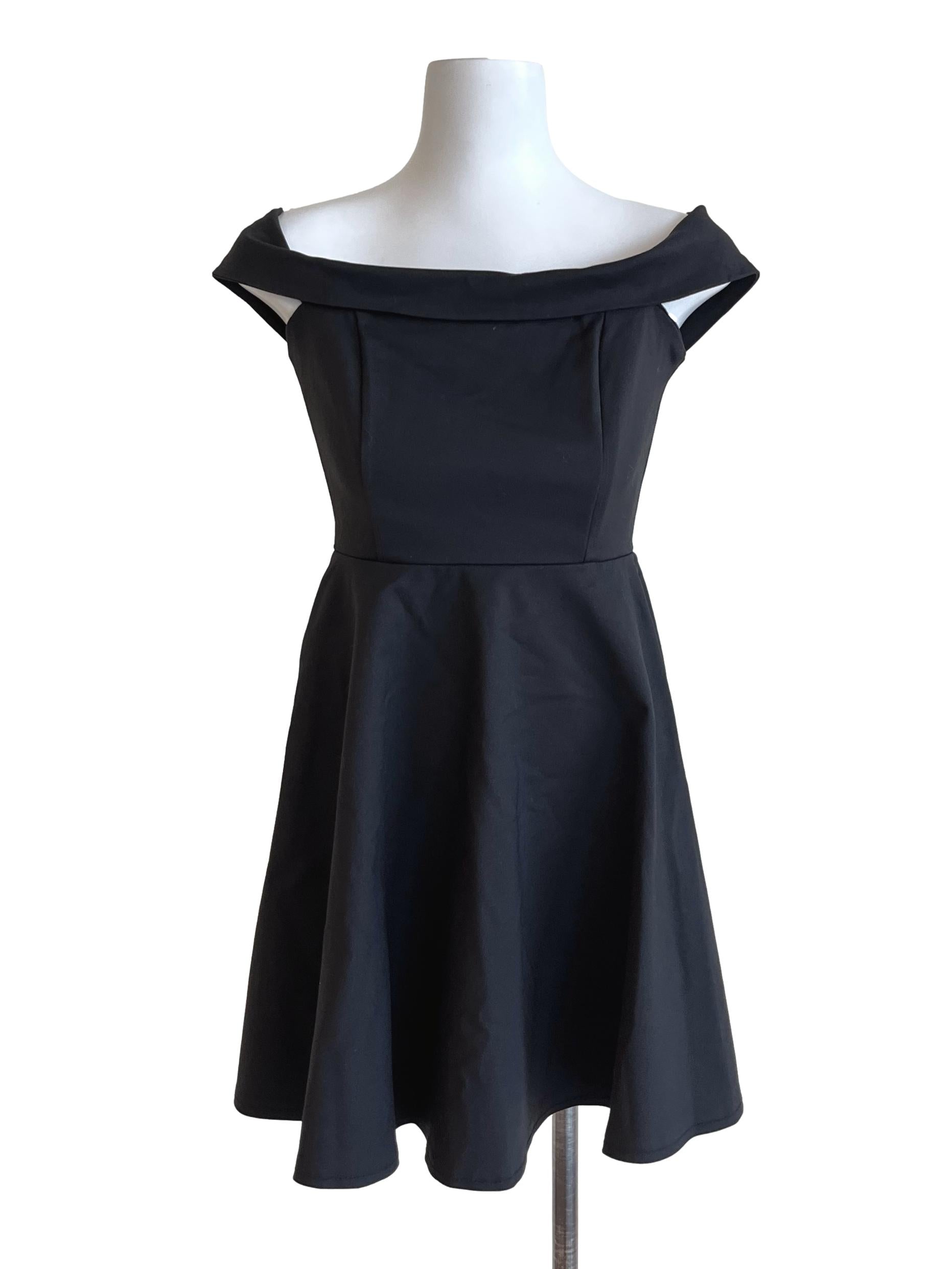 Onyx Black Off Shoulder Mini Dress TEM