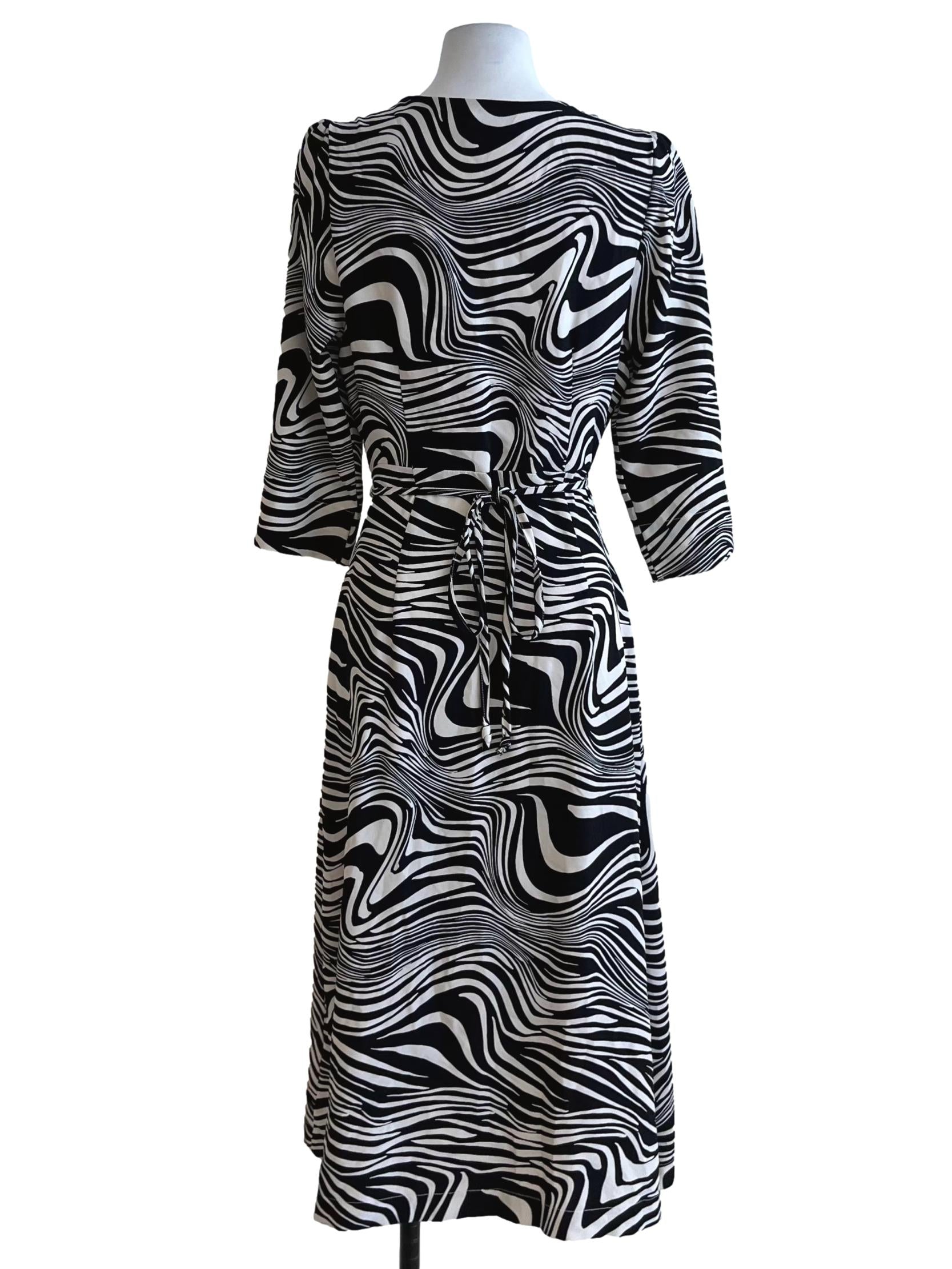 White Abstract Wrap Dress