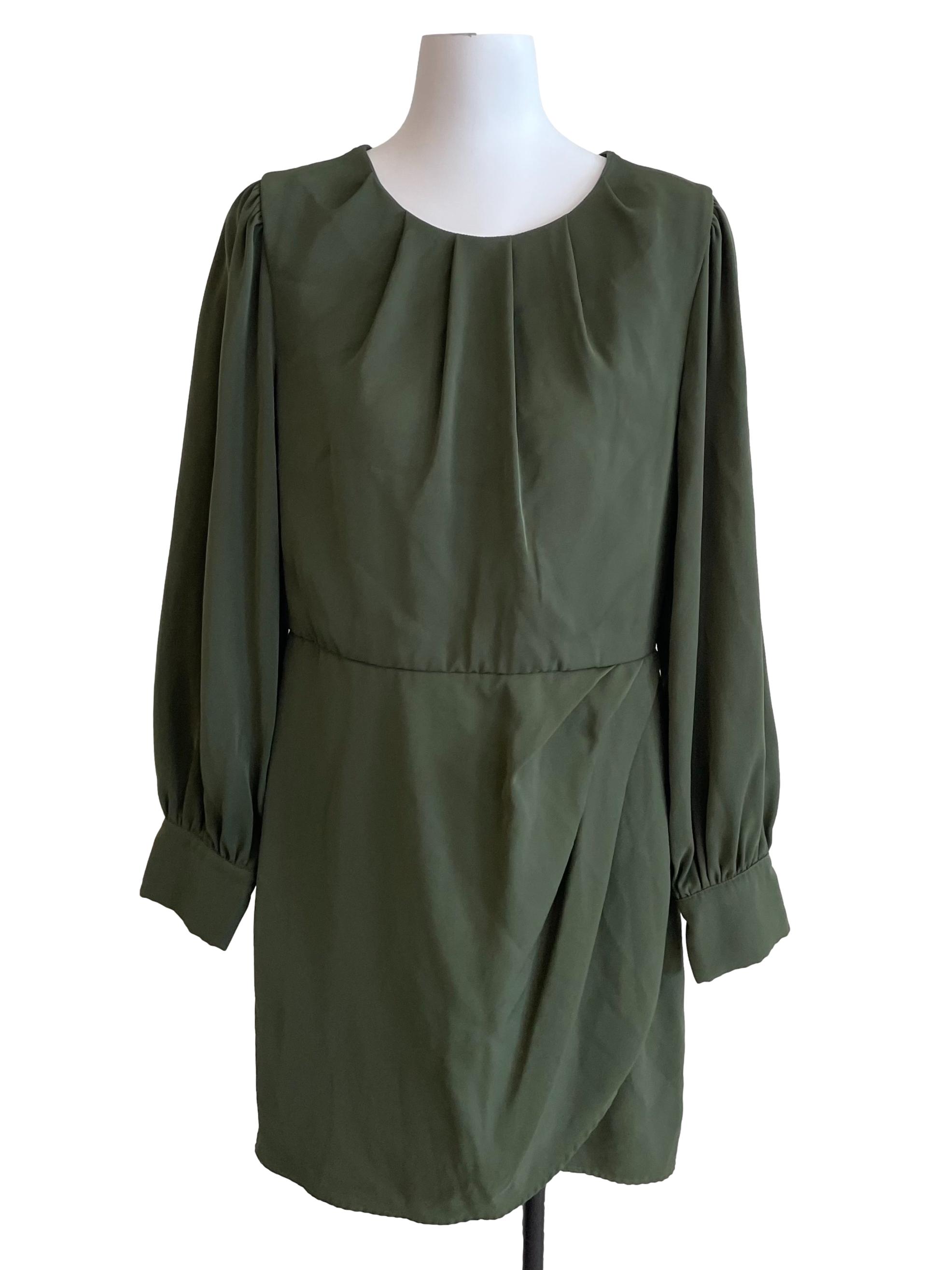 Olive Bishop Sleeves Pleated Dress
