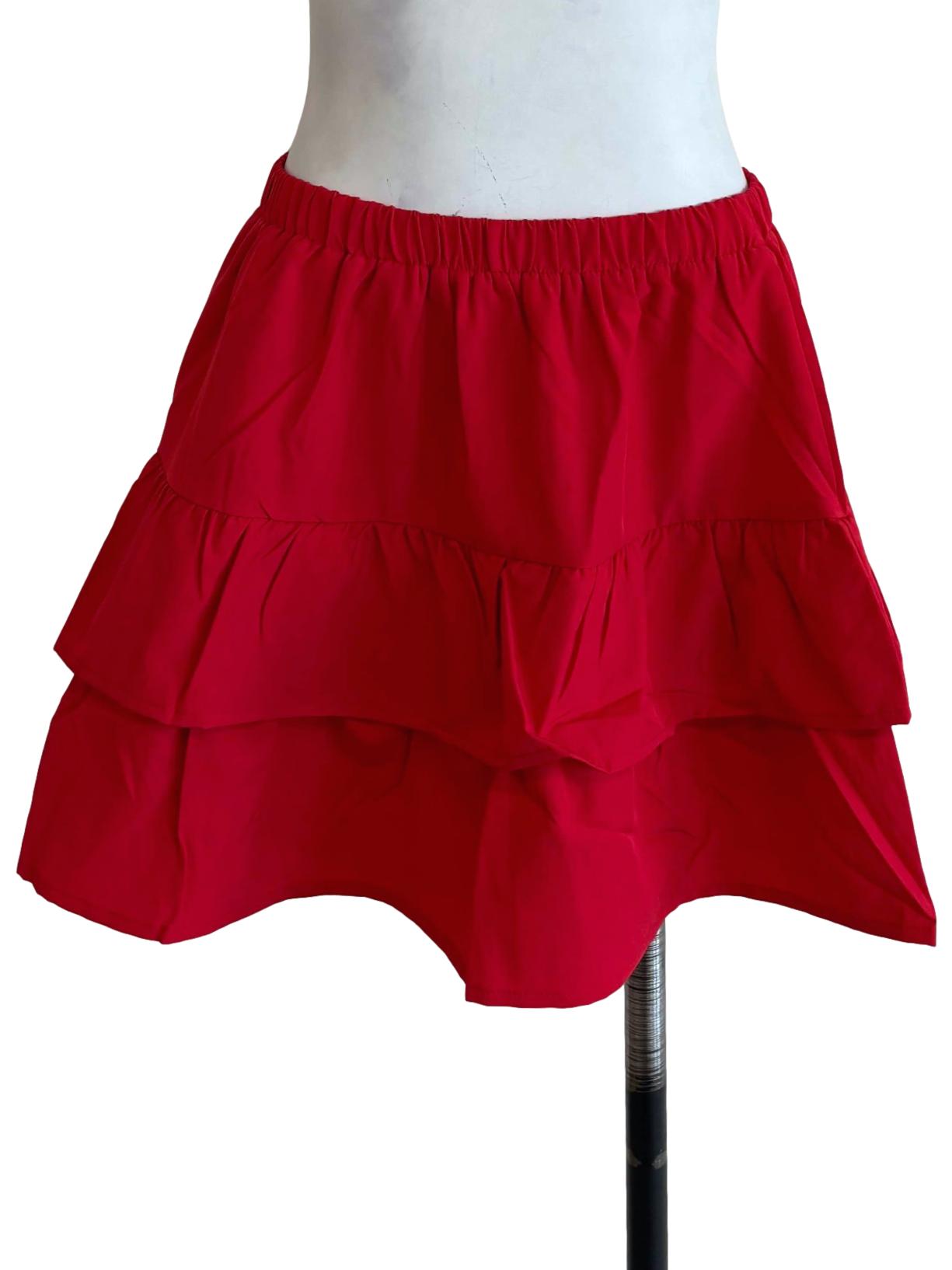 Red Angelina Tiered Skorts