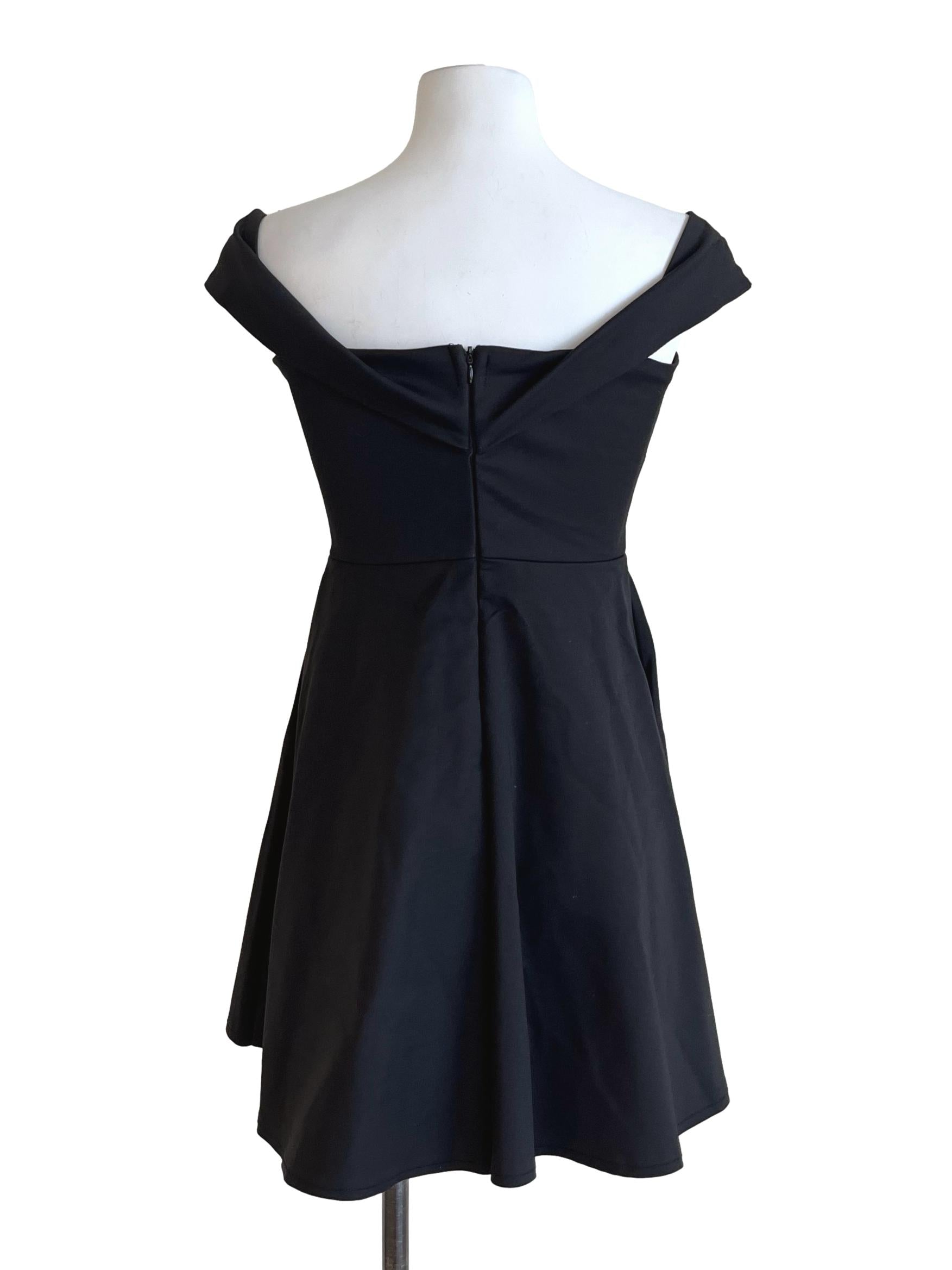 Onyx Black Off Shoulder Mini Dress TEM