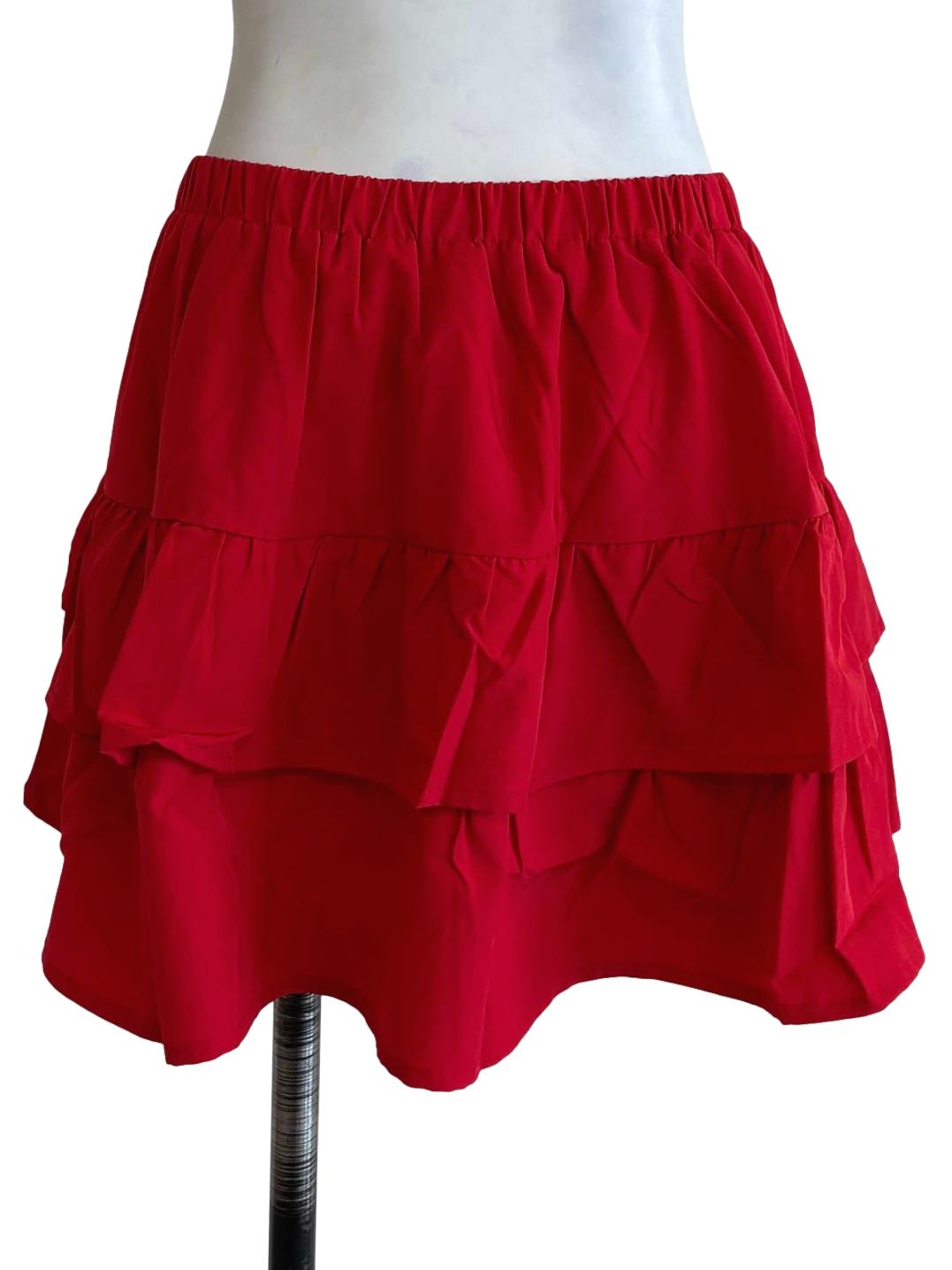 Red Angelina Tiered Skorts