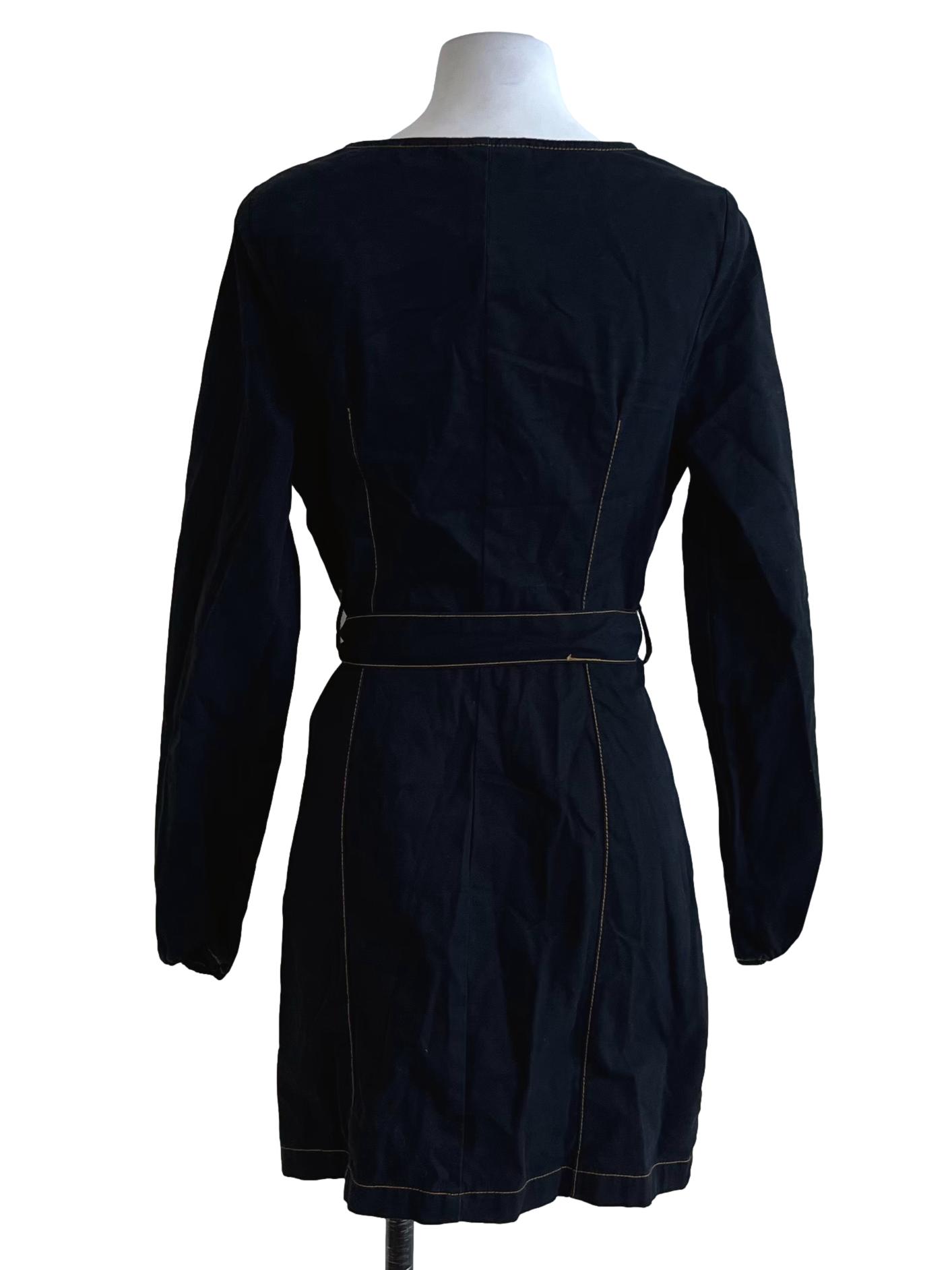 Black Square Neckline Empire Dress