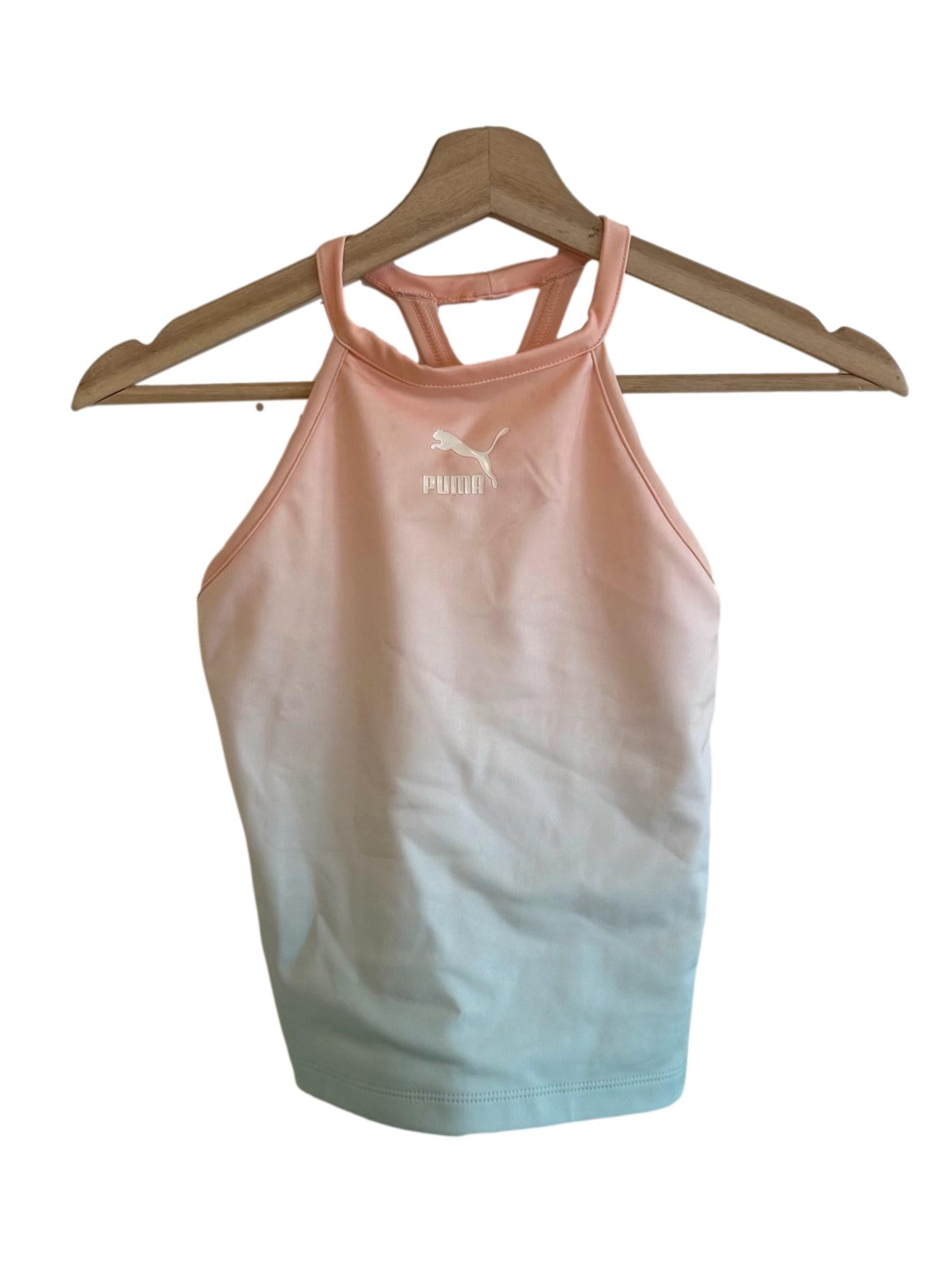 Orange Turquoise Ombre Halter Tank Top