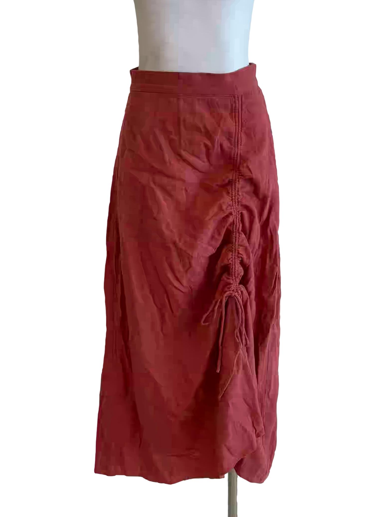 Flame Ruched Linen Skirt