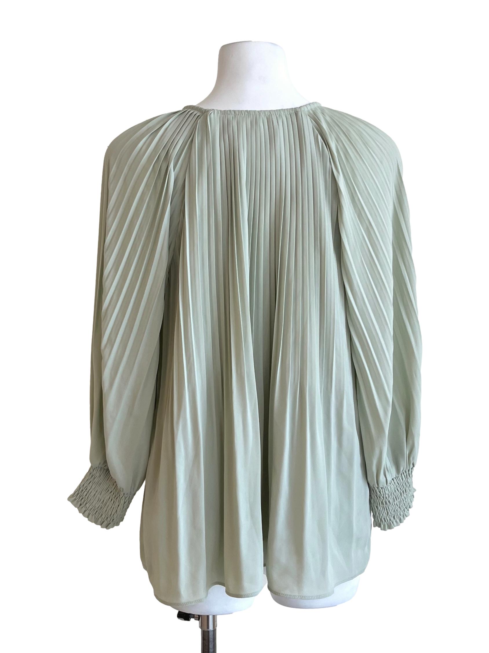 Sage Green Relaxing Pleated Blouses TCL