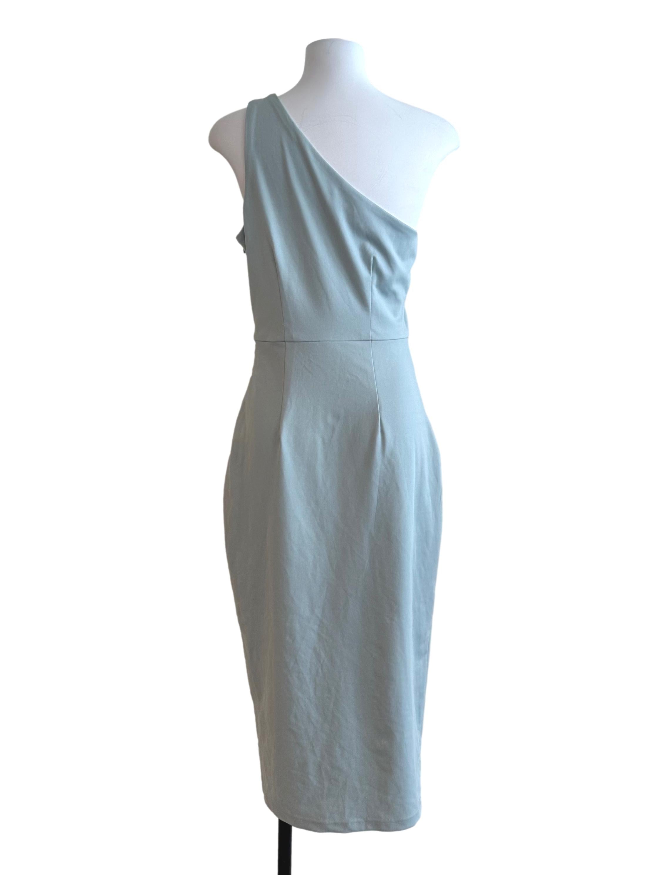 Aqua Blue Asymmetric One Shoulder Slit Dress