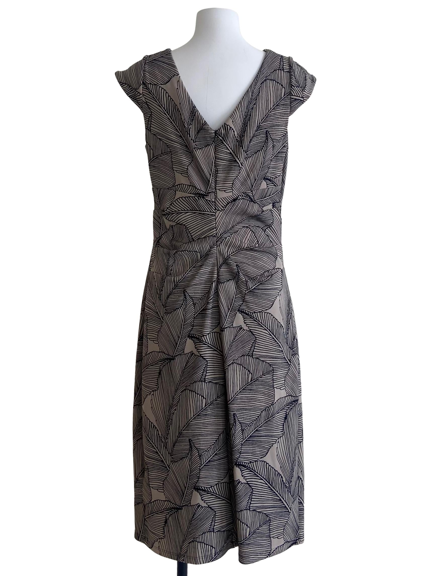 Bone Beige & Black Floral Bodycon Dress