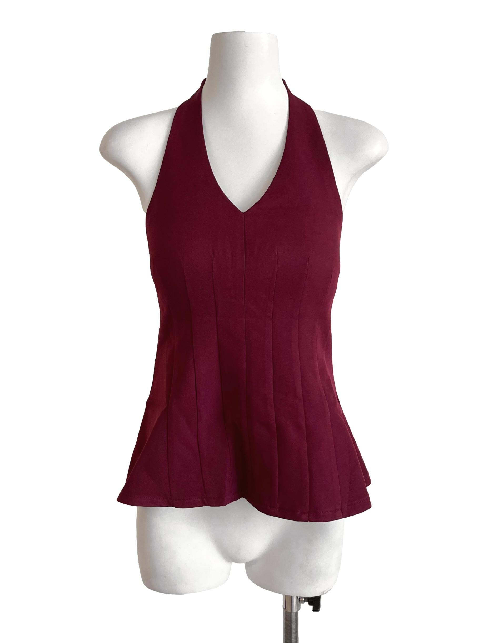 Cherry Red Halter Strap Sleeveless Tops