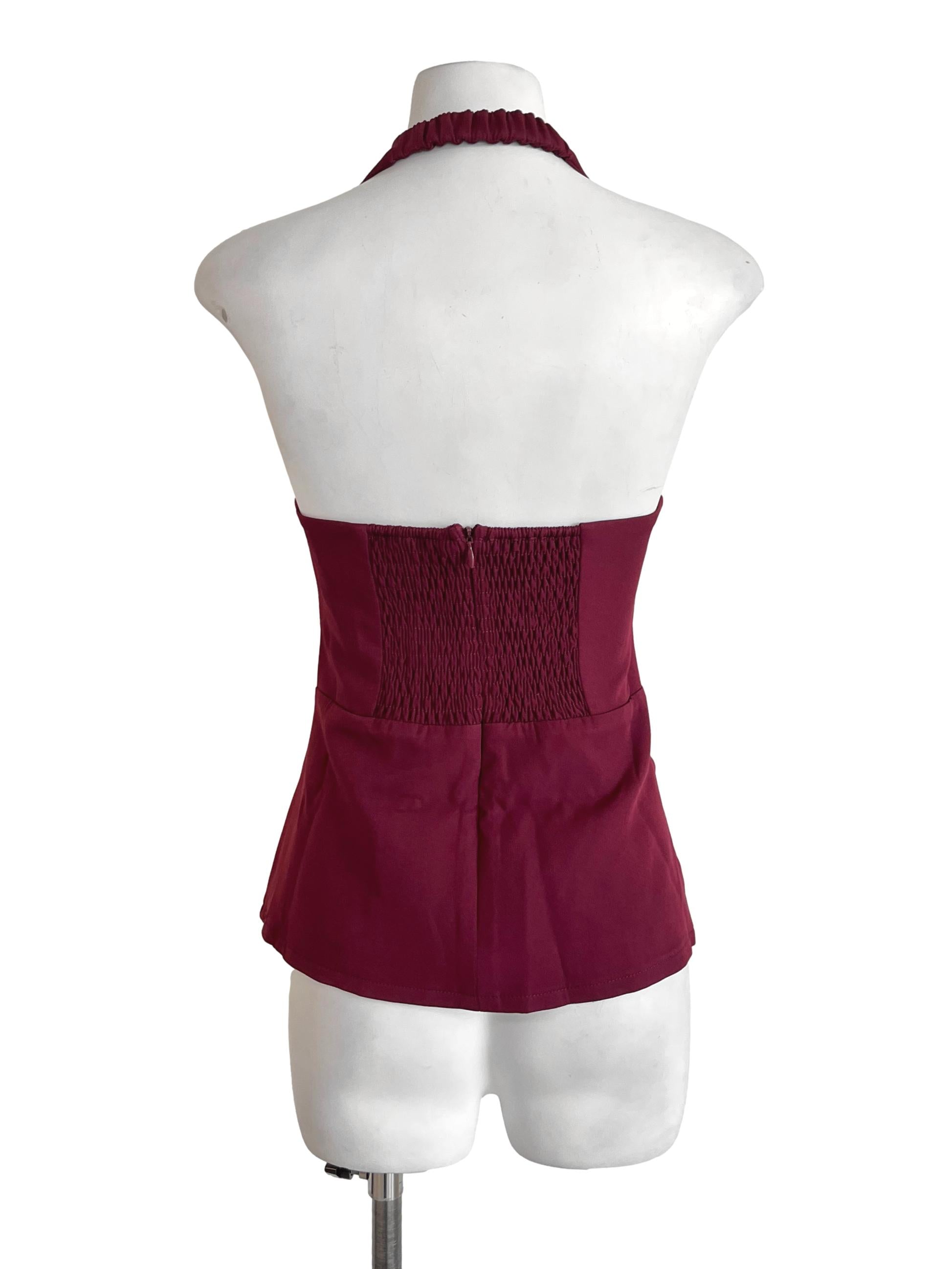 Cherry Red Halter Strap Sleeveless Tops