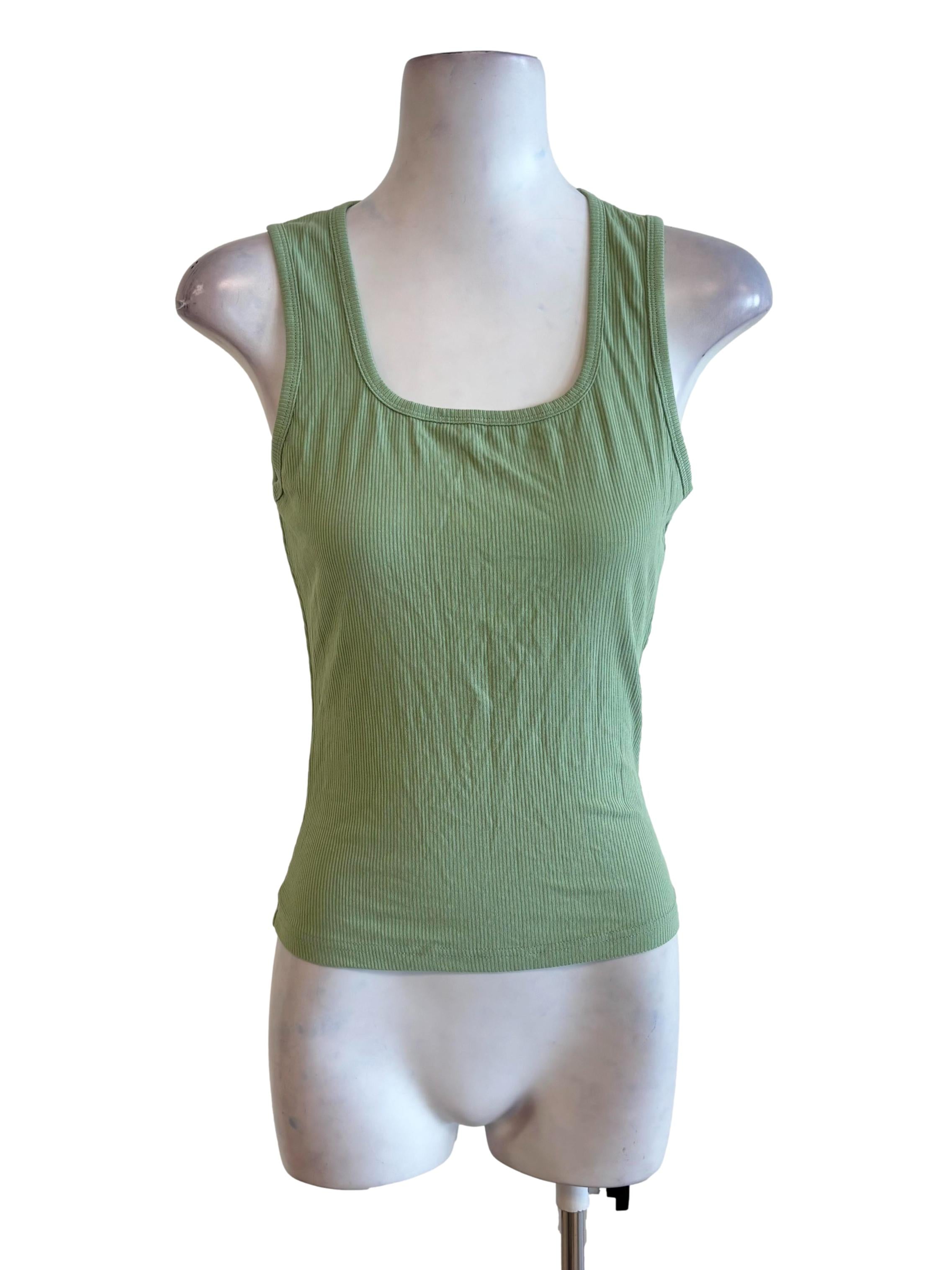 Green Square Neck Tank Top