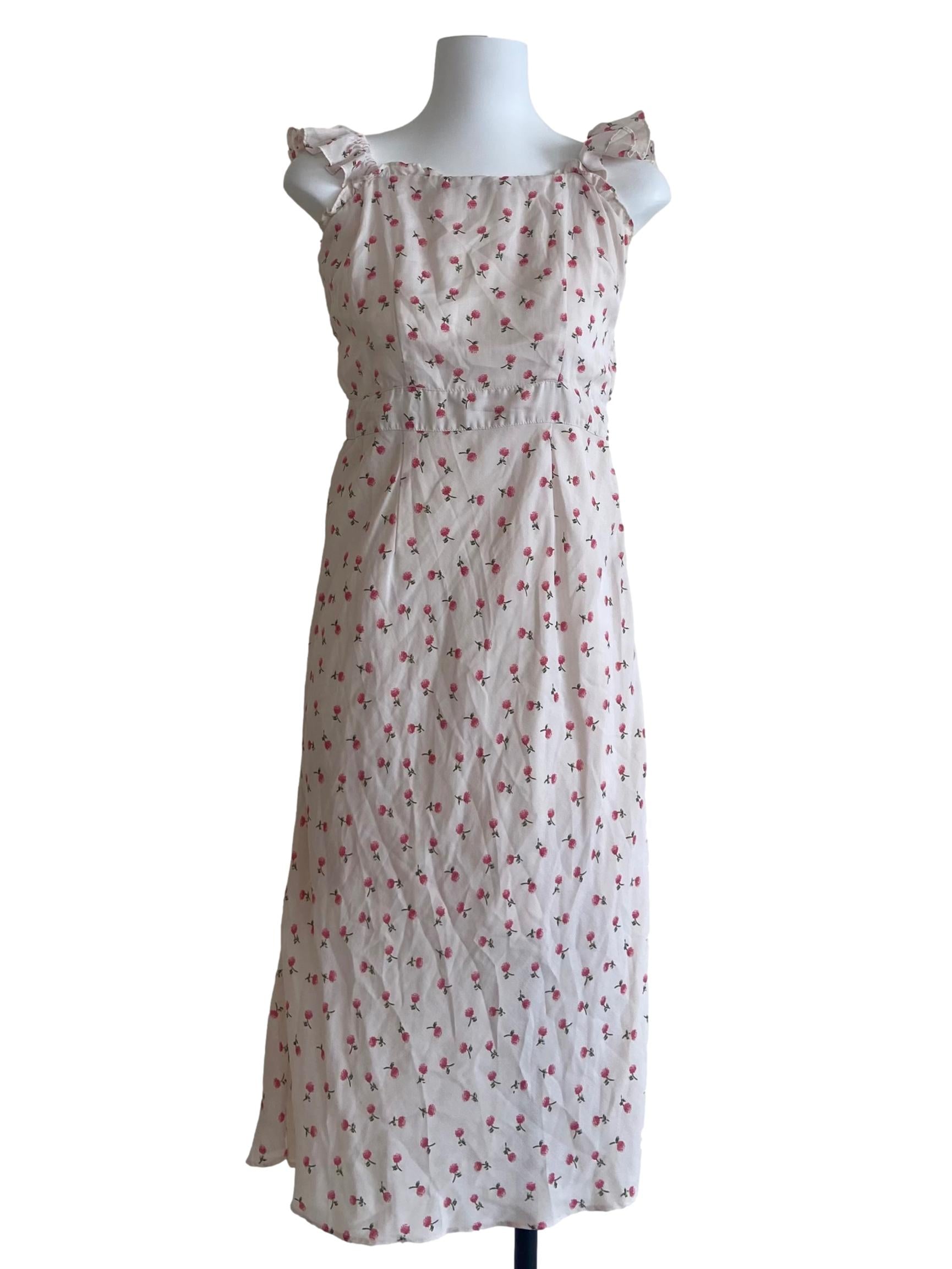 White & Pink Floral Apron Dress
