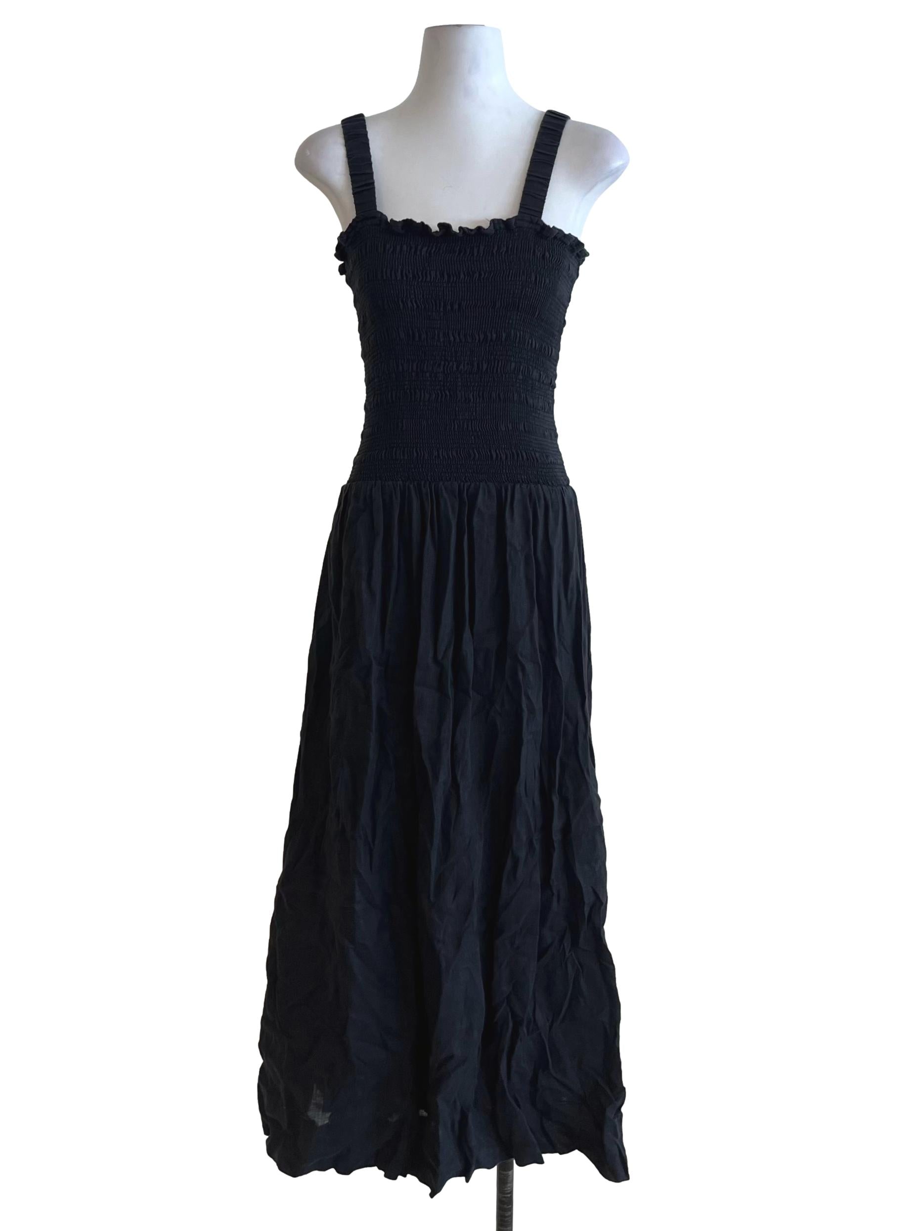 Black Square Neckline A-Line Dress
