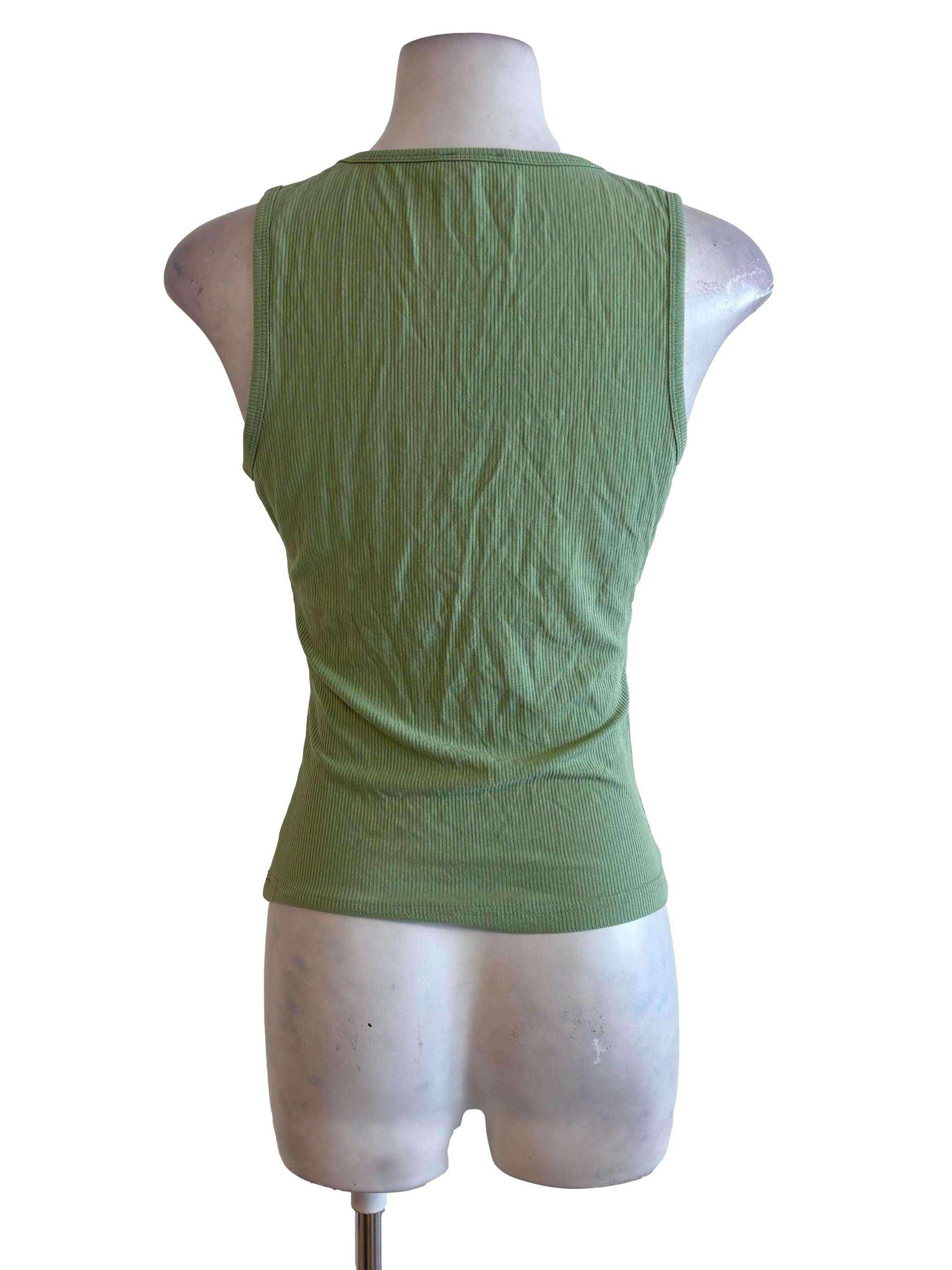 Green Square Neck Tank Top
