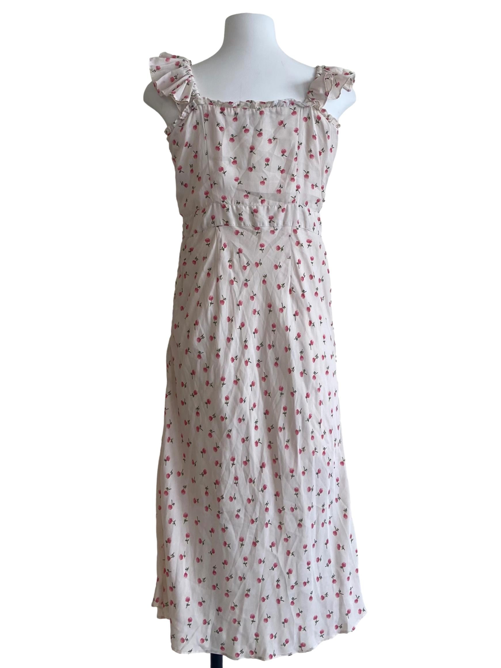 White & Pink Floral Apron Dress
