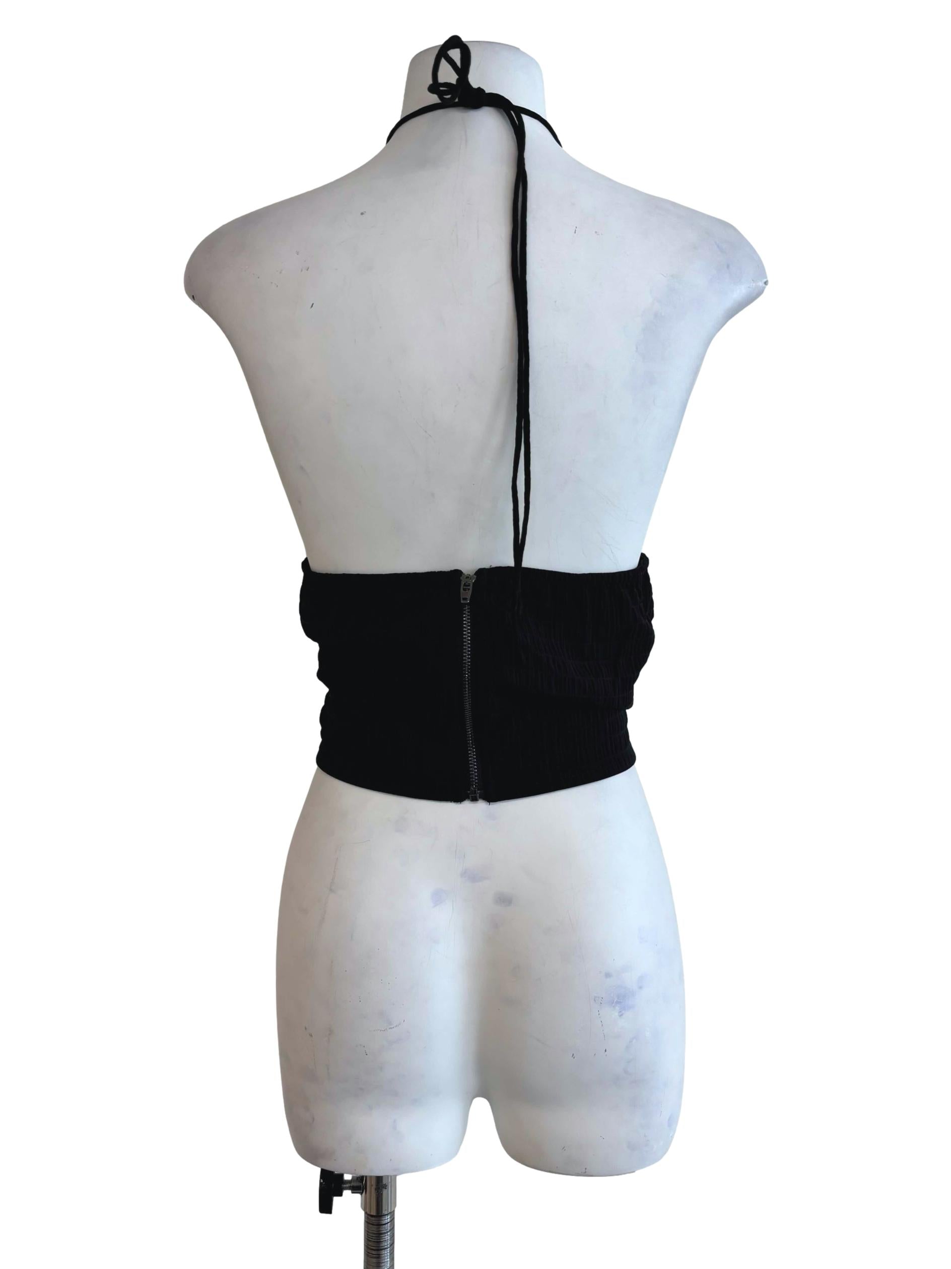 Black Delsy Rosette Halter Padded Top