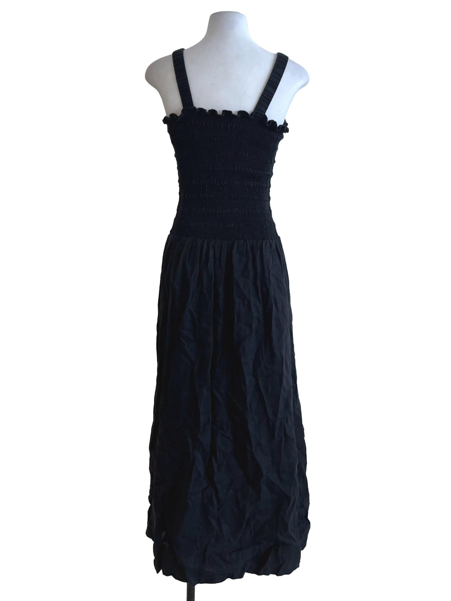 Black Square Neckline A-Line Dress