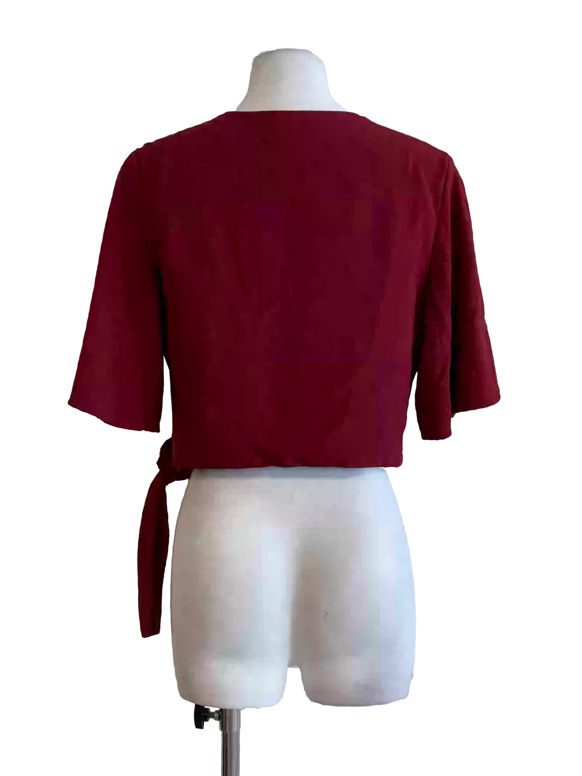 Maroon Surplice V-Neck Top