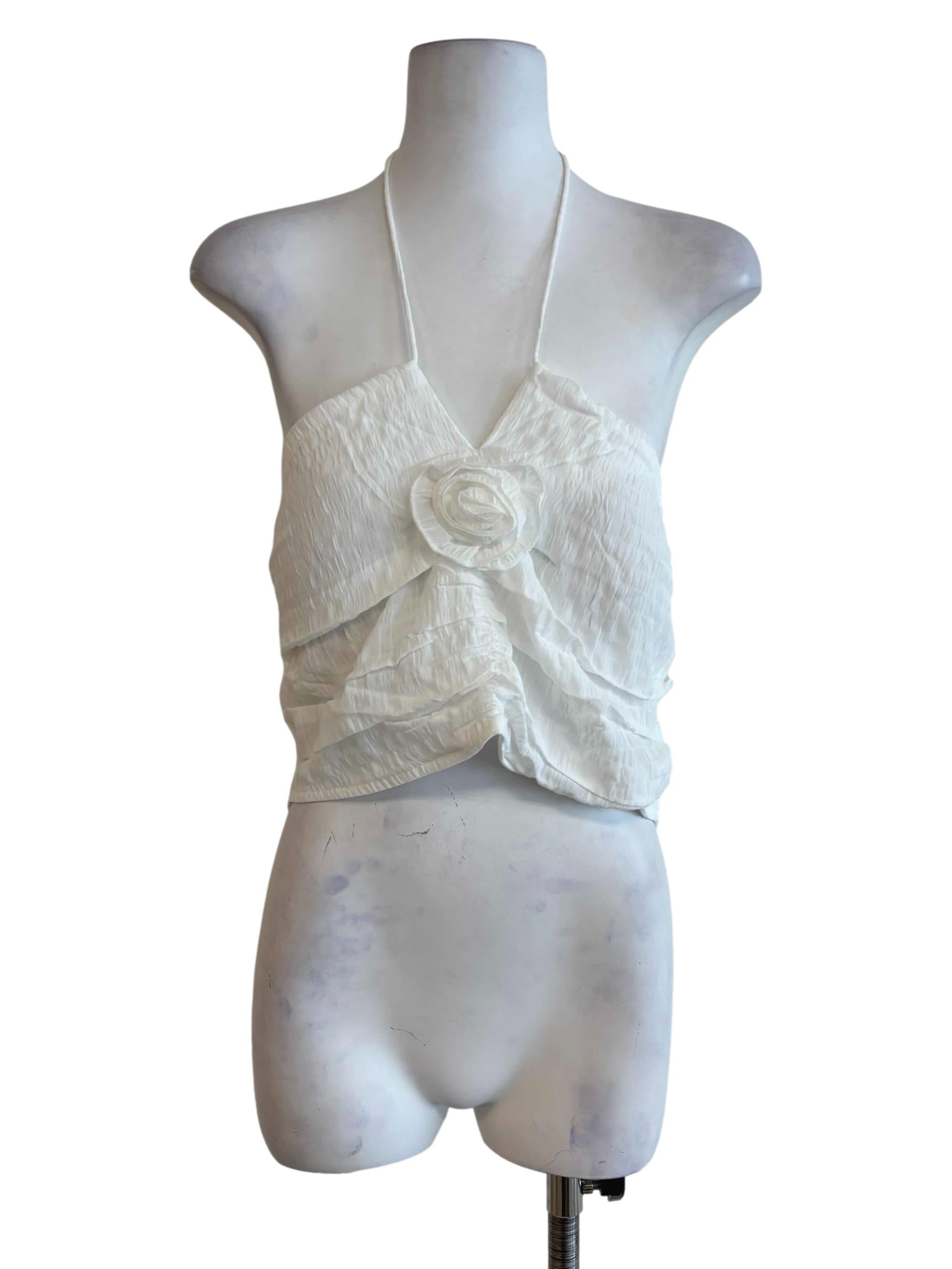 White Delsy Rosette Halter Padded Top