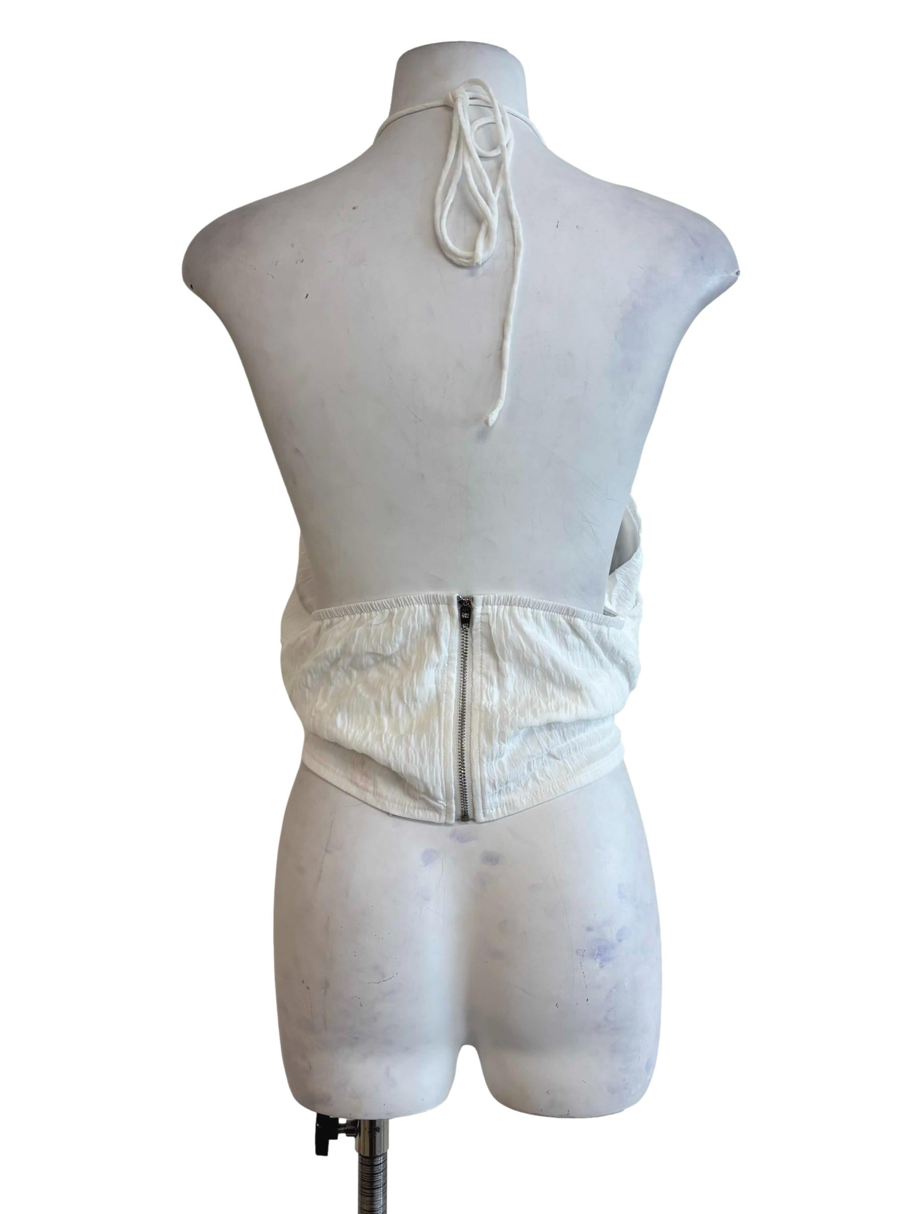 White Delsy Rosette Halter Padded Top