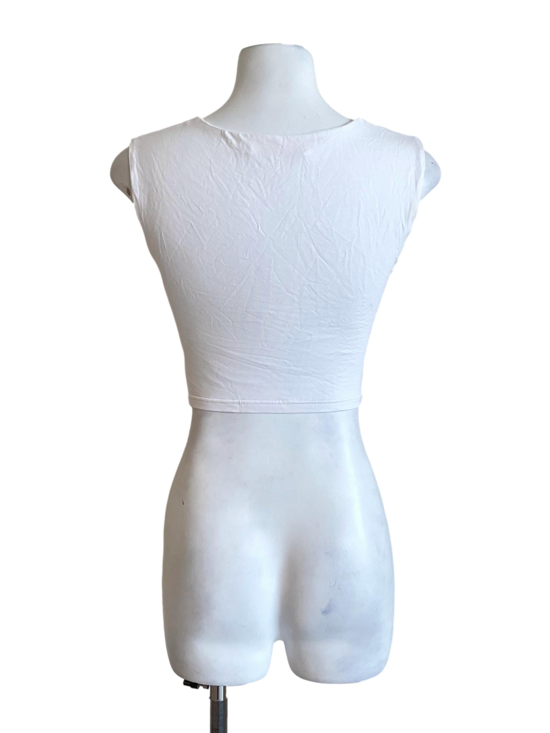 Ivory White Square Neck Fitted Tops