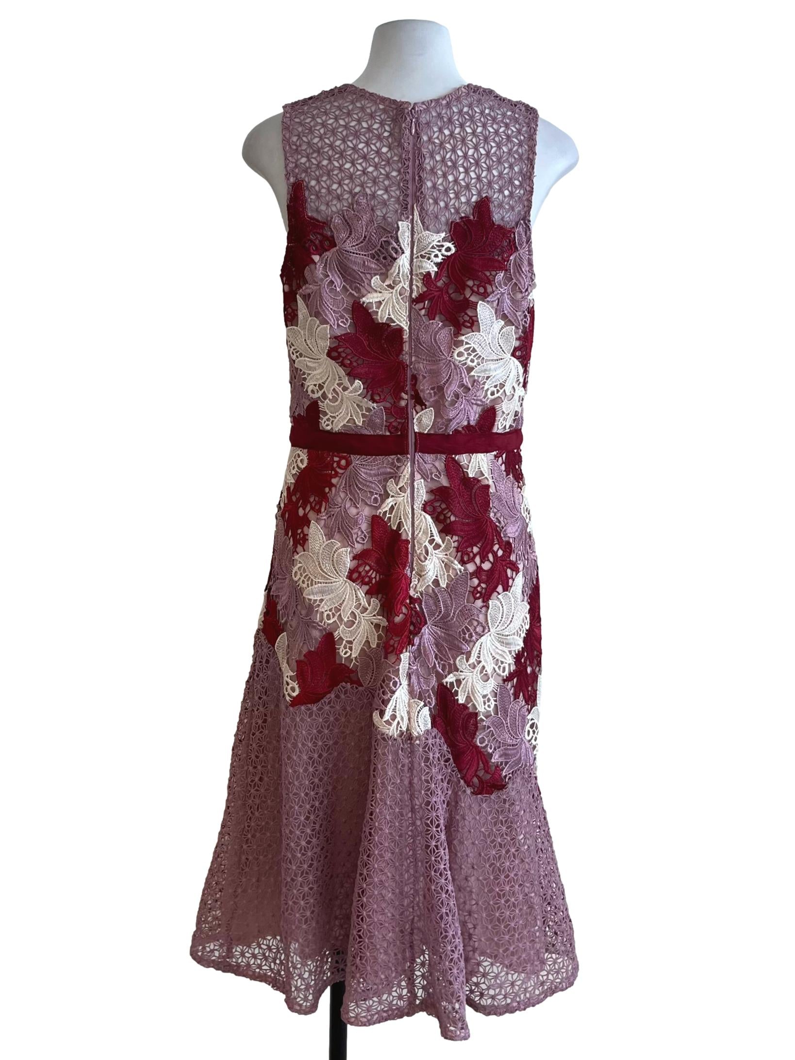 Red Pink Lace A-Line Dress