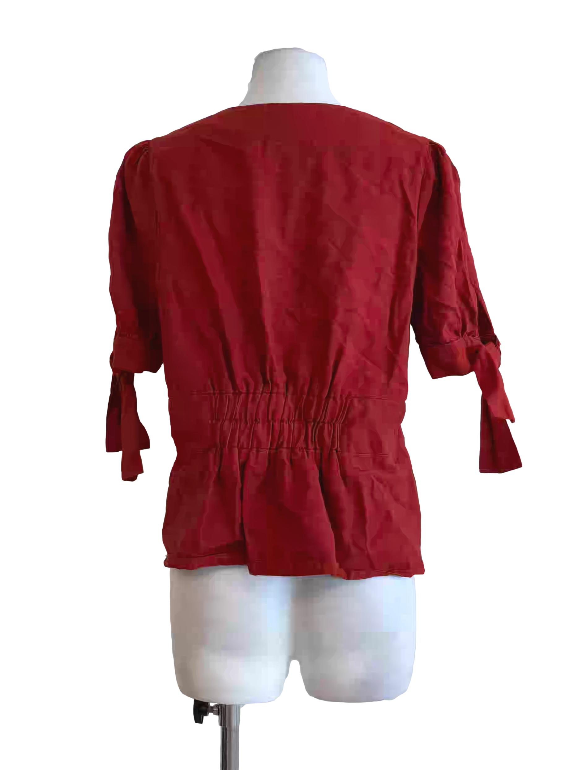 Scarlet Red Button Top