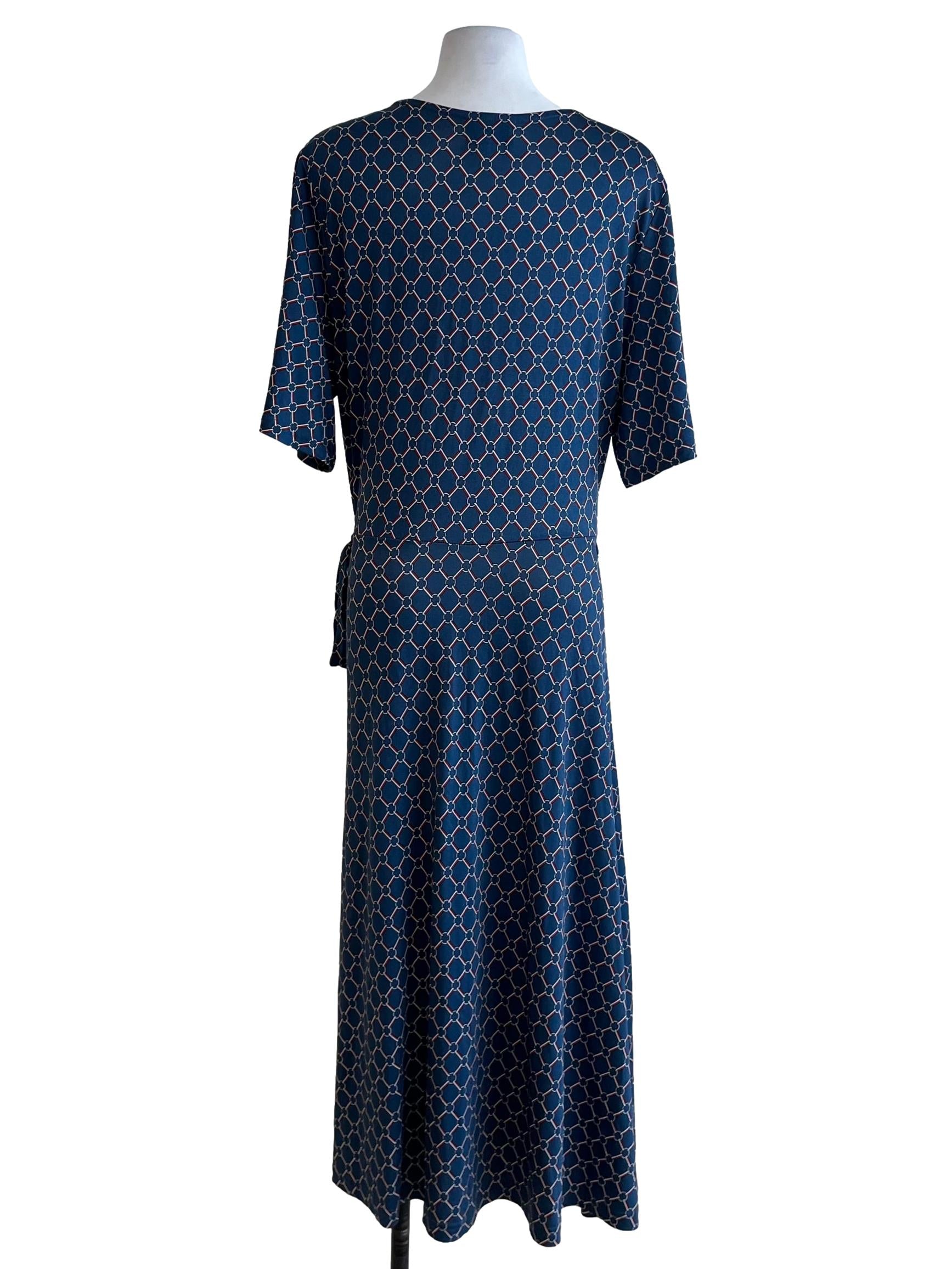 Ocean Blue Abstract Wrap Dress