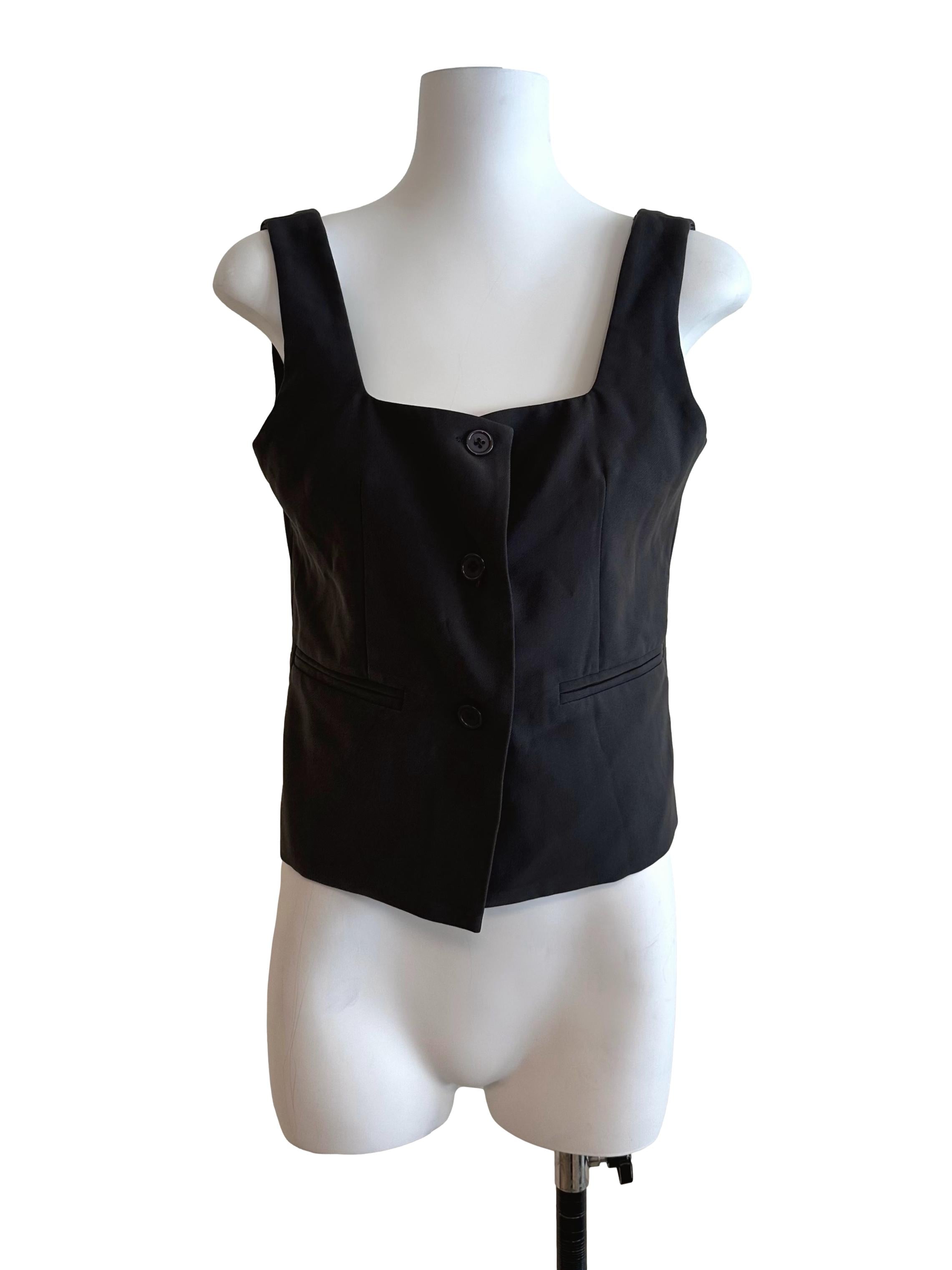 Shadow Grey Square Neck Button Top TTR