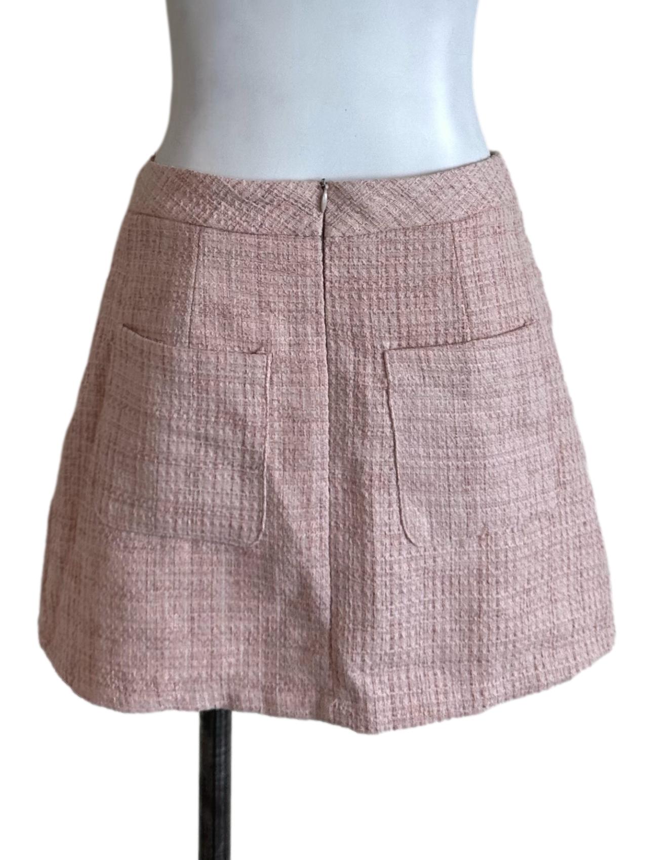 Light Pink Tweed Textured Skort