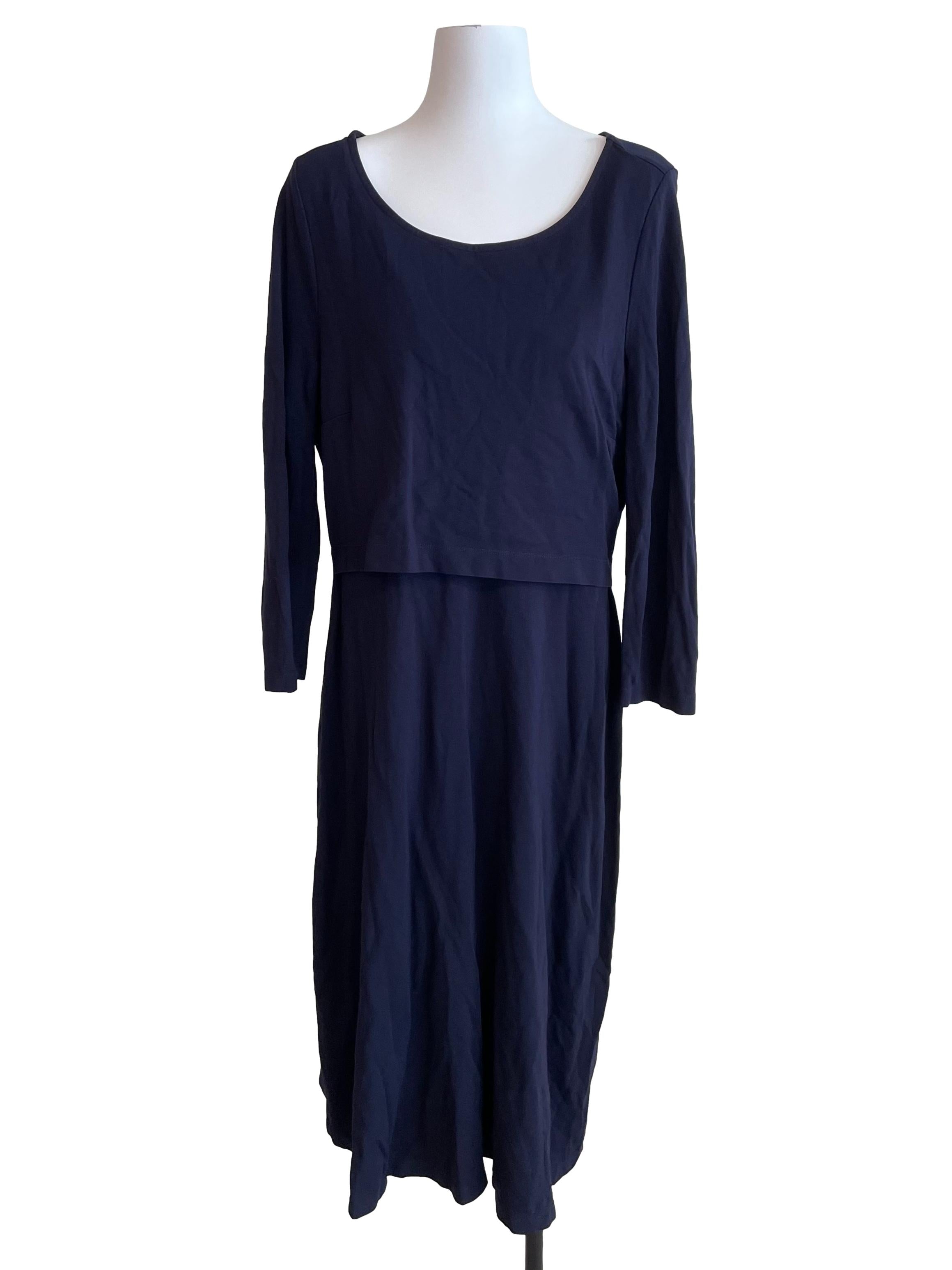 Deep Navy Long Sleeves Easy Dress