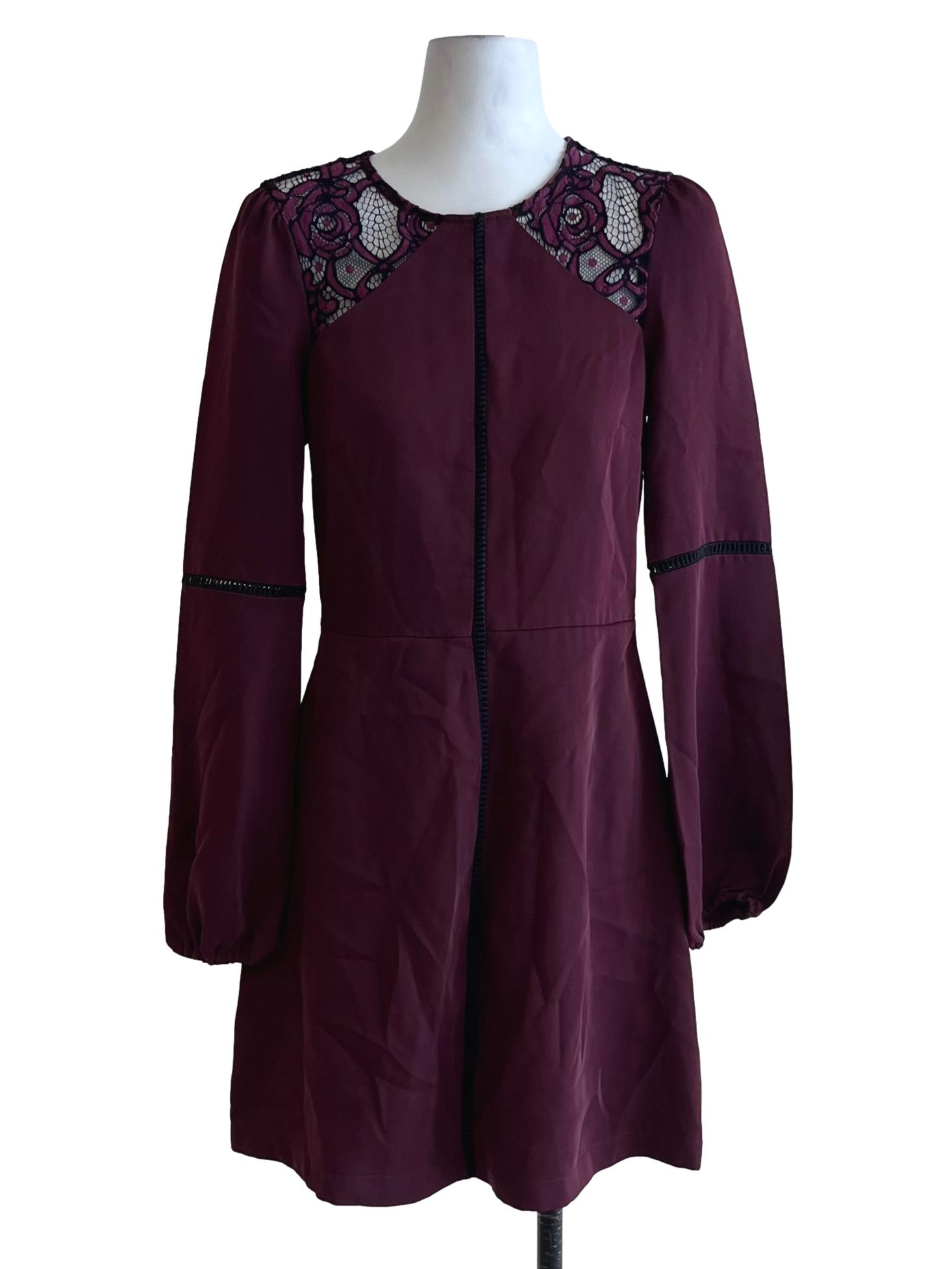 Plum Purple Jewel Neckline Empire Dress