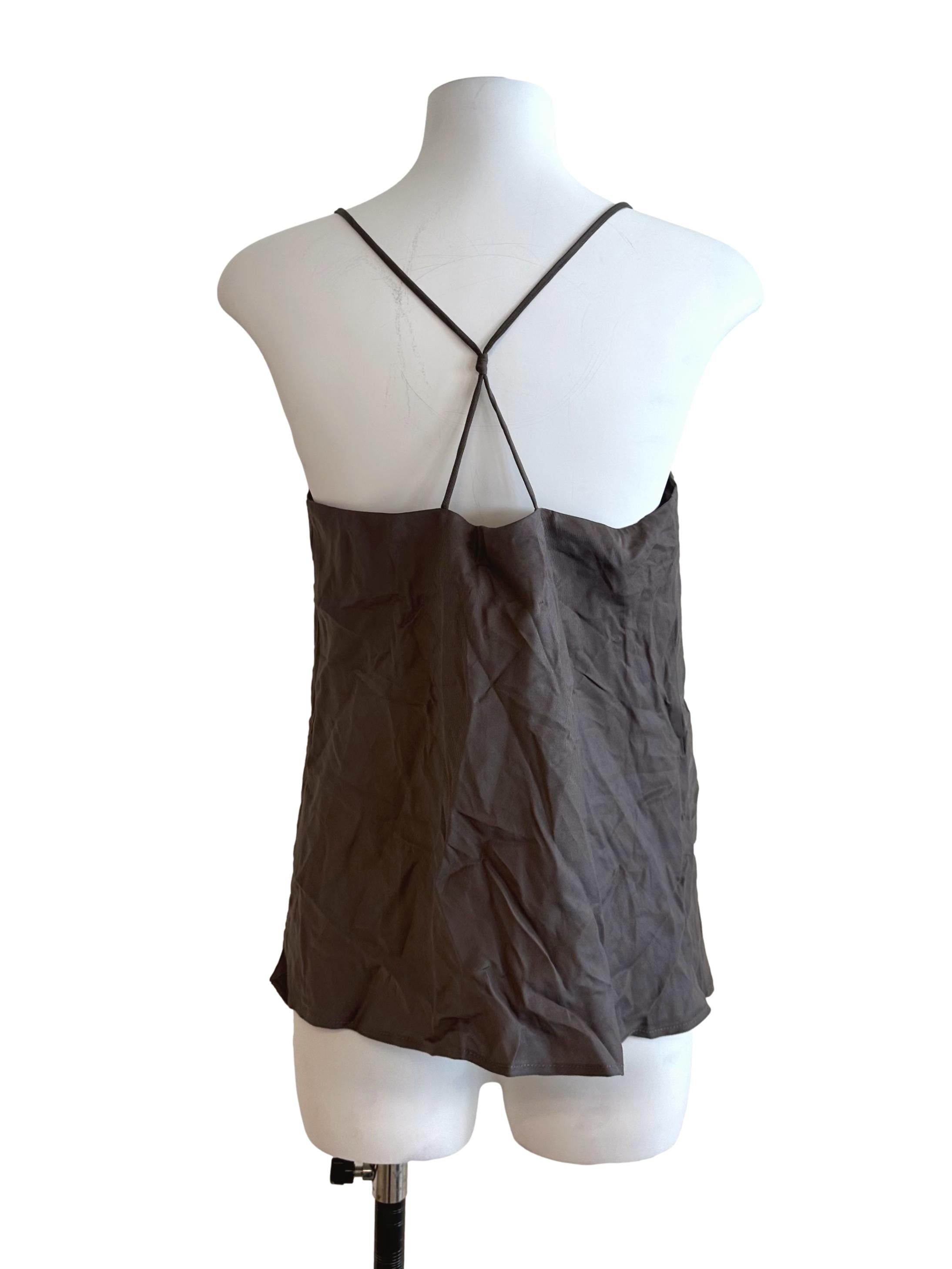Ash Grey Scoop Neck Back Overlap Strap Top LB