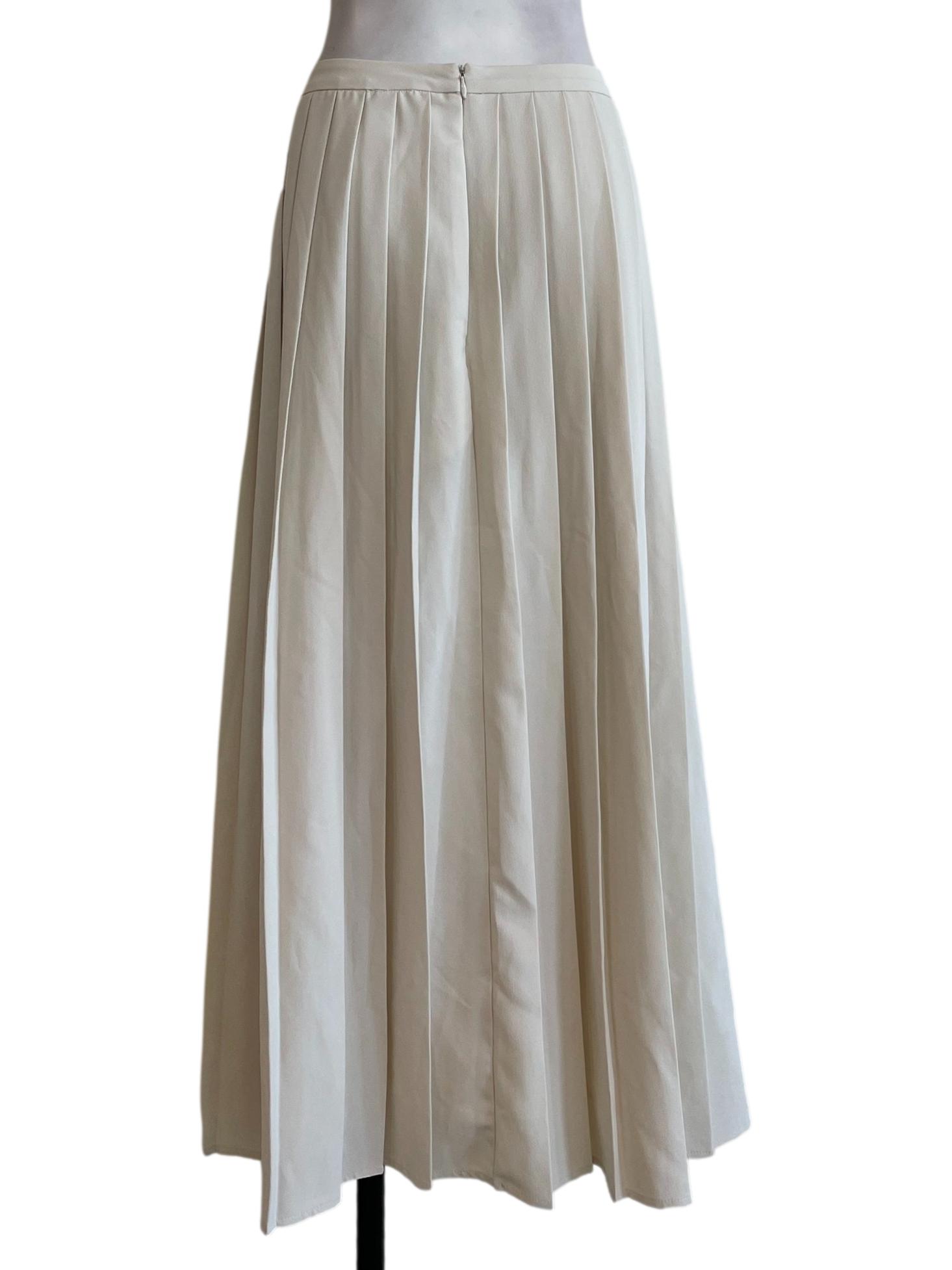 Parchment Beige Pleated Maxi Skirt OSN